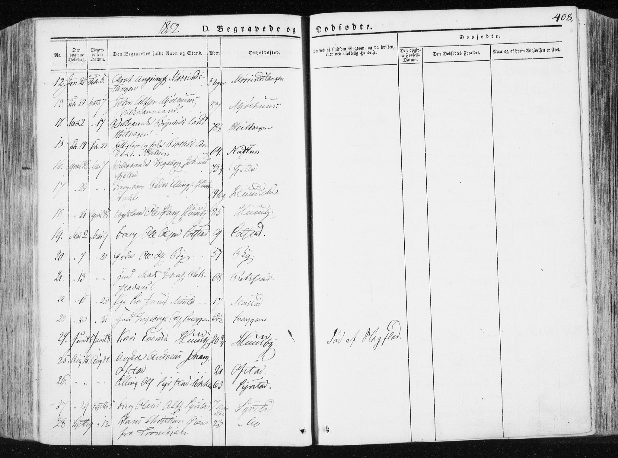Ministerialprotokoller, klokkerbøker og fødselsregistre - Sør-Trøndelag, SAT/A-1456/665/L0771: Parish register (official) no. 665A06, 1830-1856, p. 408