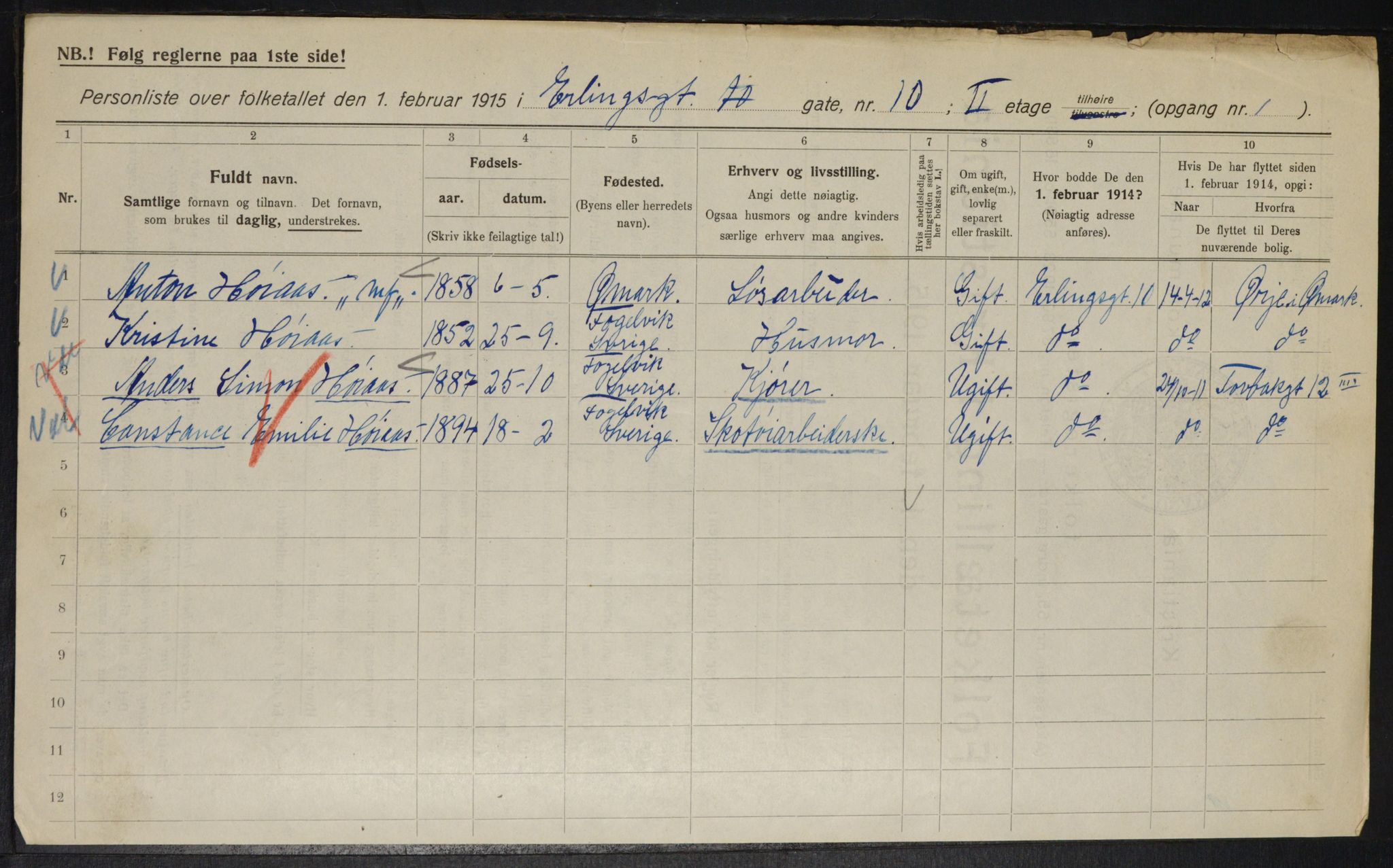 OBA, Municipal Census 1915 for Kristiania, 1915, p. 21587