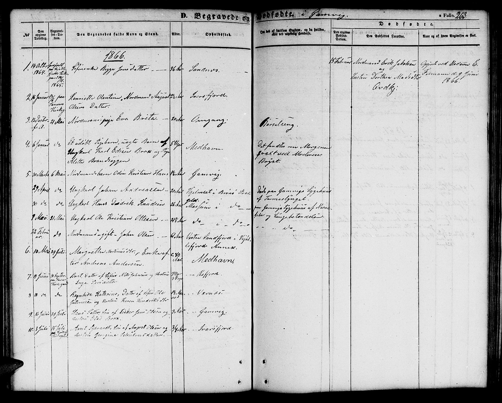 Tana sokneprestkontor, SATØ/S-1334/H/Hb/L0001klokker: Parish register (copy) no. 1 /2, 1862-1867, p. 263