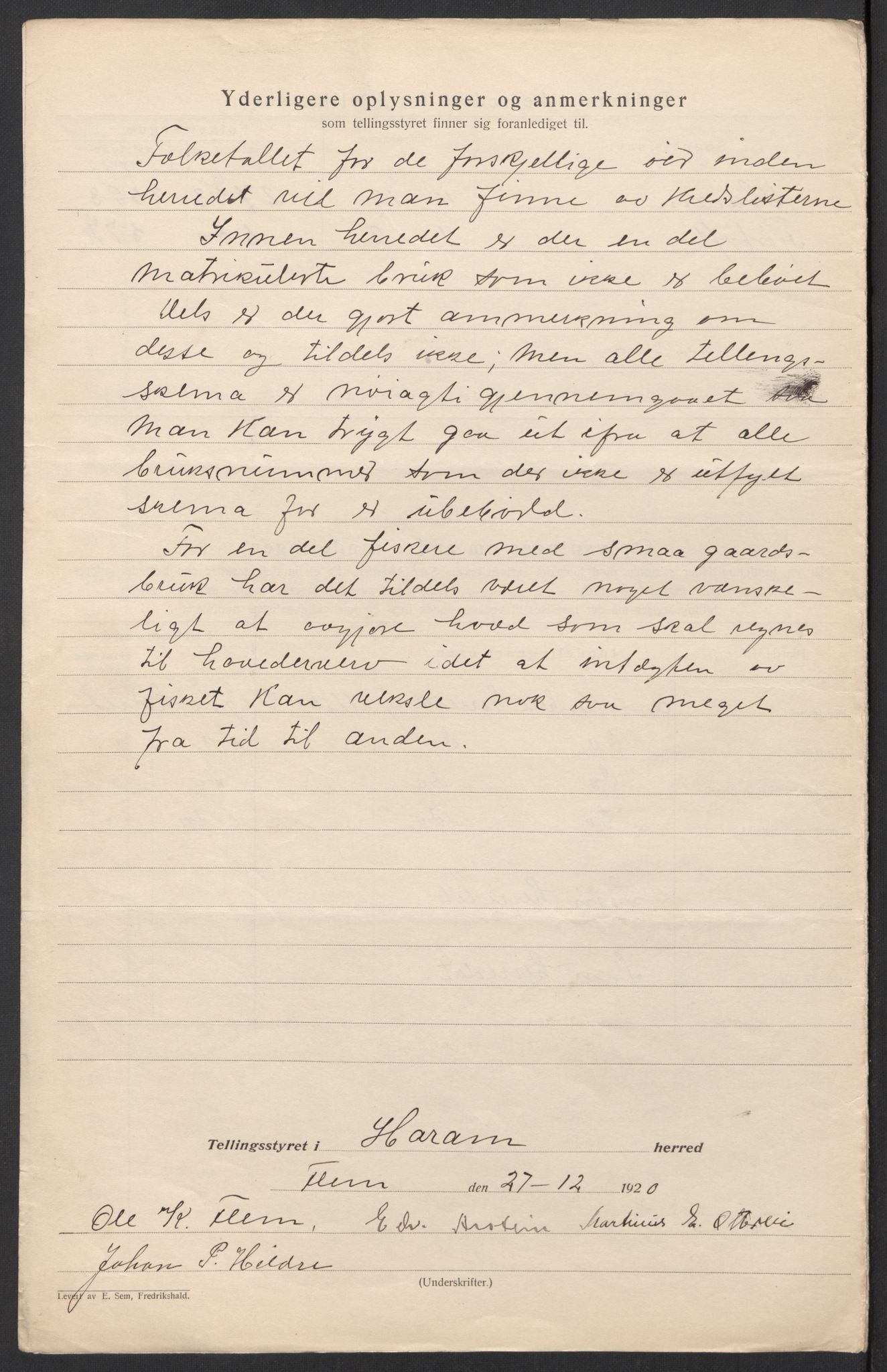 SAT, 1920 census for Haram, 1920, p. 5