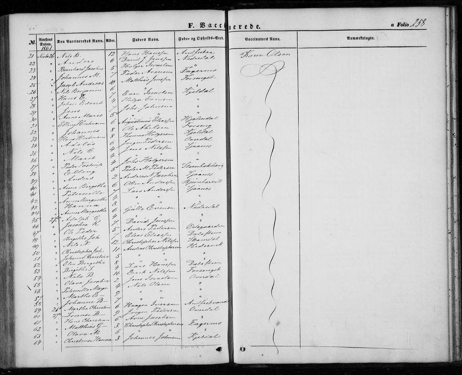 Ministerialprotokoller, klokkerbøker og fødselsregistre - Nordland, AV/SAT-A-1459/827/L0392: Parish register (official) no. 827A04, 1853-1866, p. 258