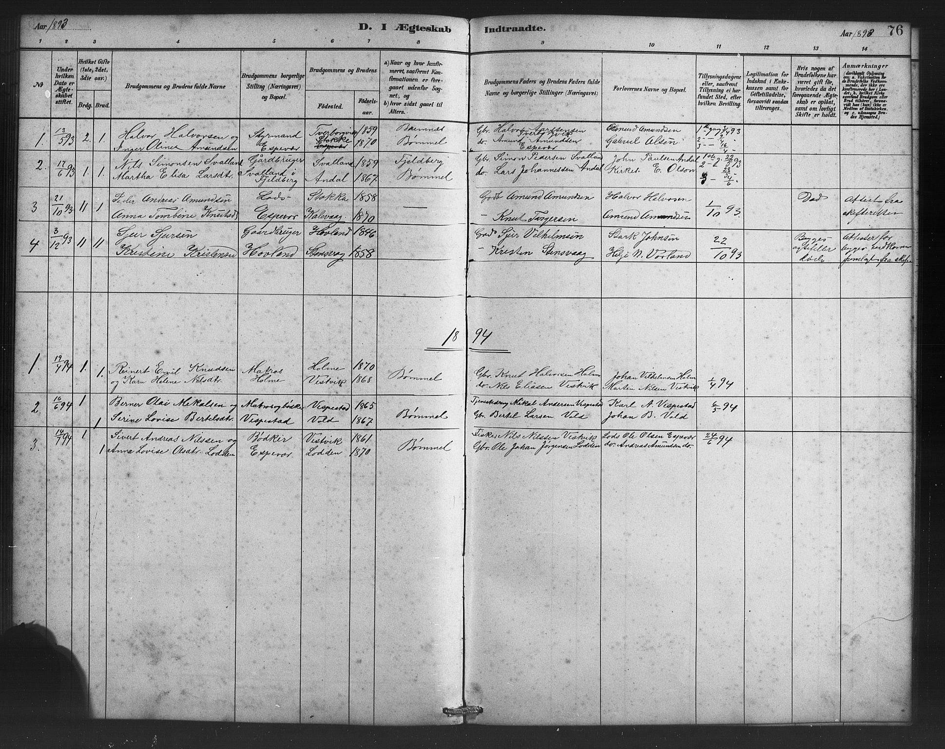 Finnås sokneprestembete, SAB/A-99925/H/Ha/Haa/Haad/L0001: Parish register (official) no. D 1, 1880-1894, p. 76