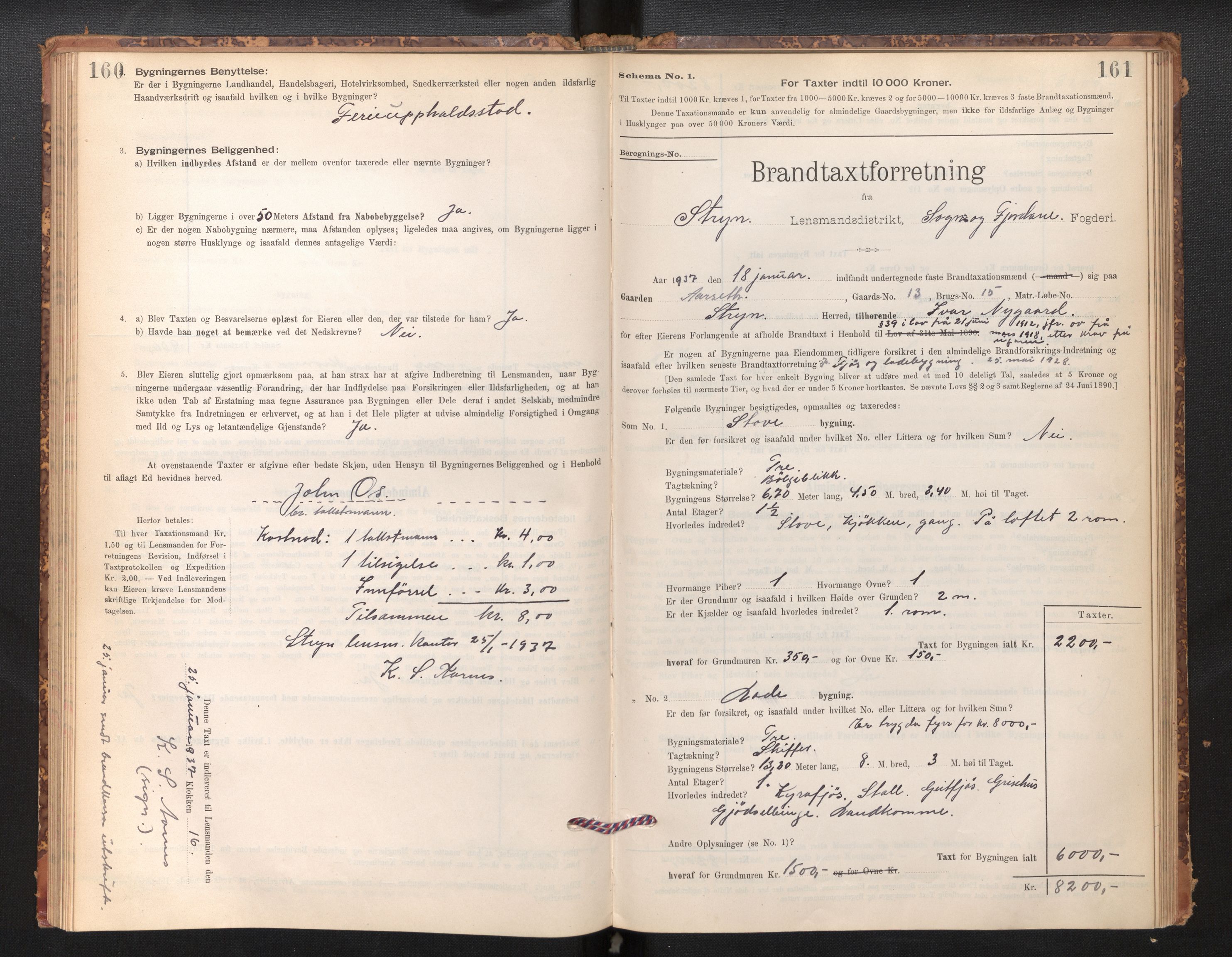 Lensmannen i Stryn og Innvik, SAB/A-30201/0012/L0002: Branntakstprotokoll, skjematakst, 1894-1942, p. 160-161