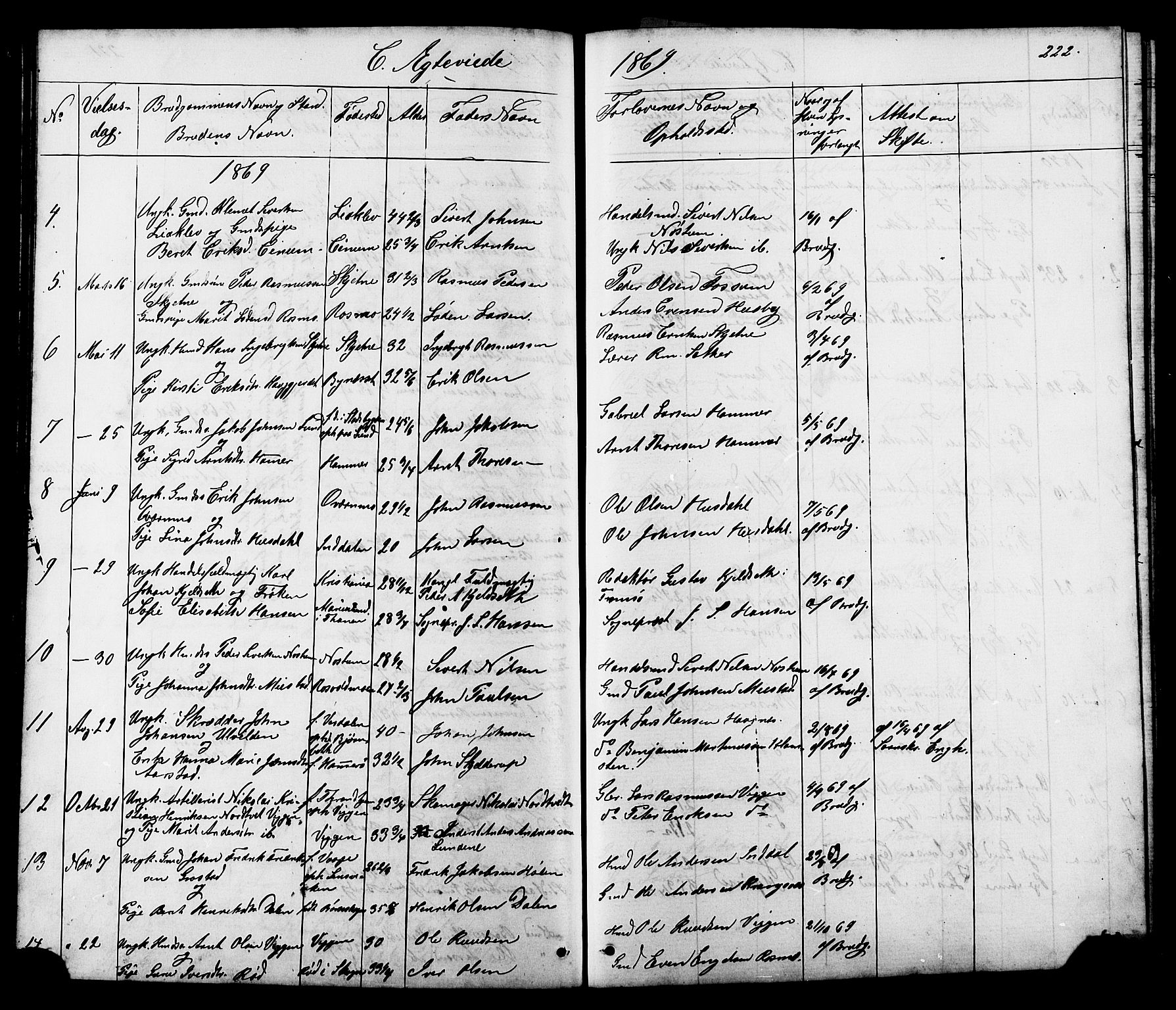 Ministerialprotokoller, klokkerbøker og fødselsregistre - Sør-Trøndelag, SAT/A-1456/665/L0777: Parish register (copy) no. 665C02, 1867-1915, p. 222