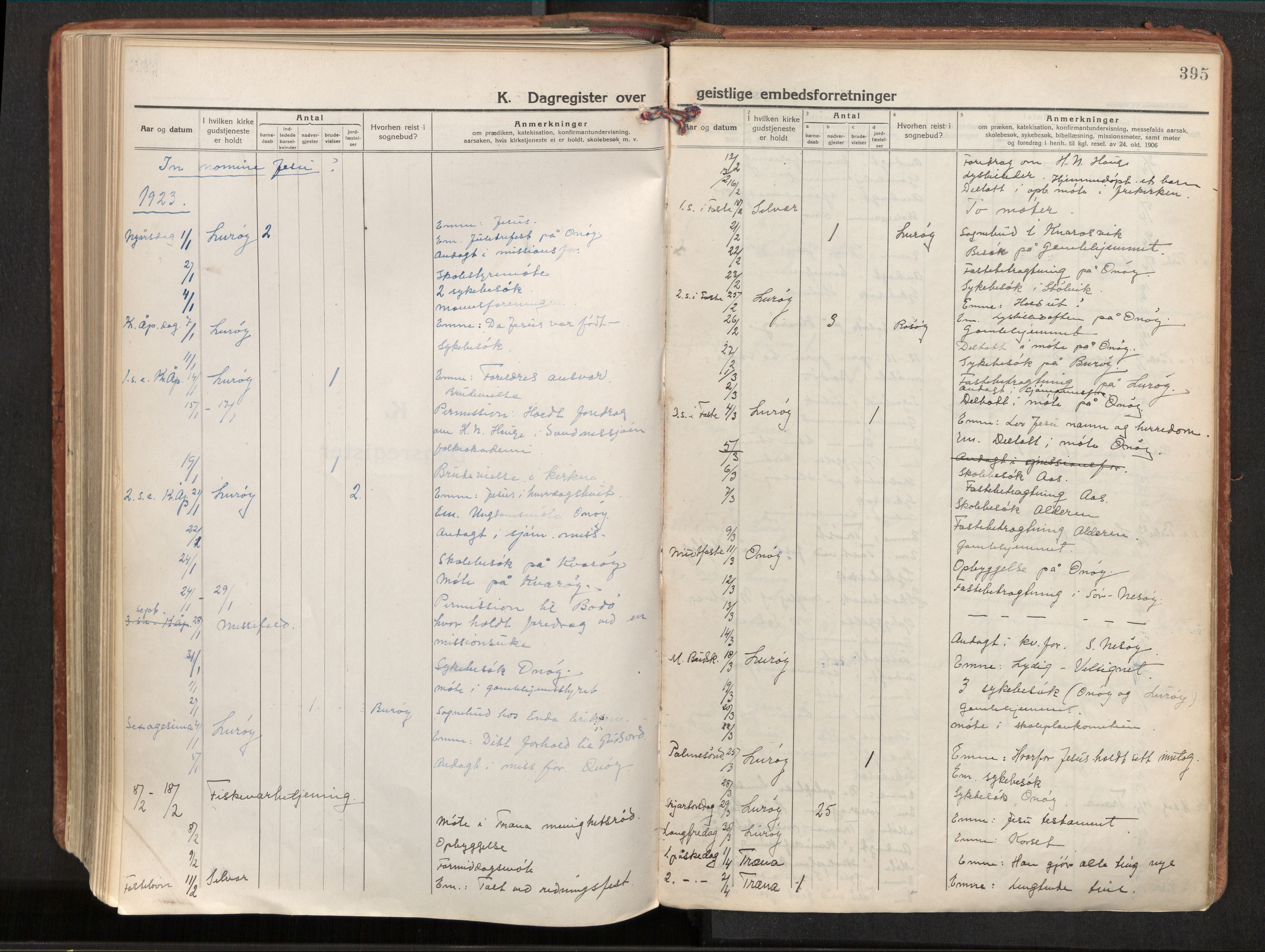 Ministerialprotokoller, klokkerbøker og fødselsregistre - Nordland, AV/SAT-A-1459/839/L0570: Parish register (official) no. 839A07, 1923-1942, p. 395