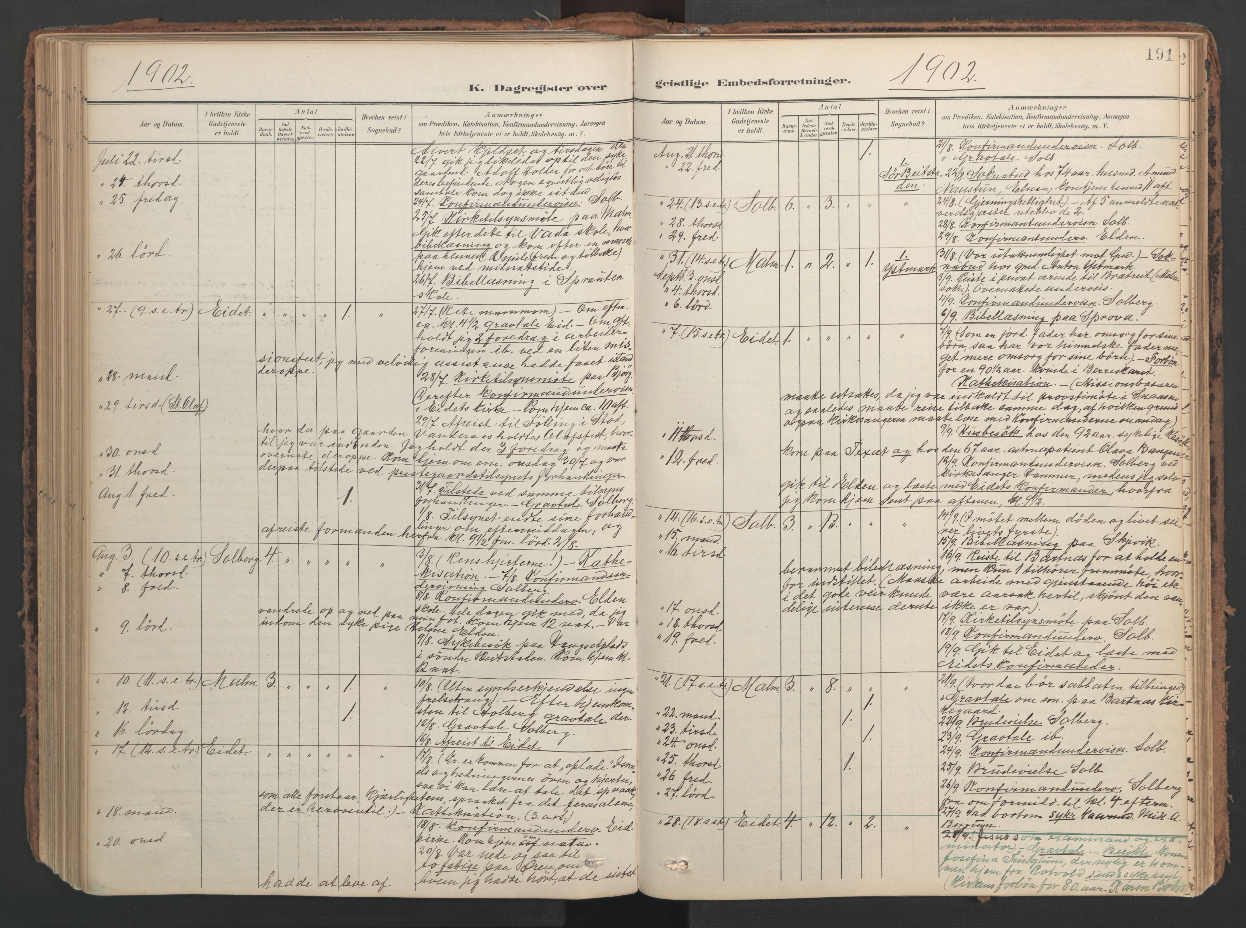 Ministerialprotokoller, klokkerbøker og fødselsregistre - Nord-Trøndelag, AV/SAT-A-1458/741/L0397: Parish register (official) no. 741A11, 1901-1911, p. 191