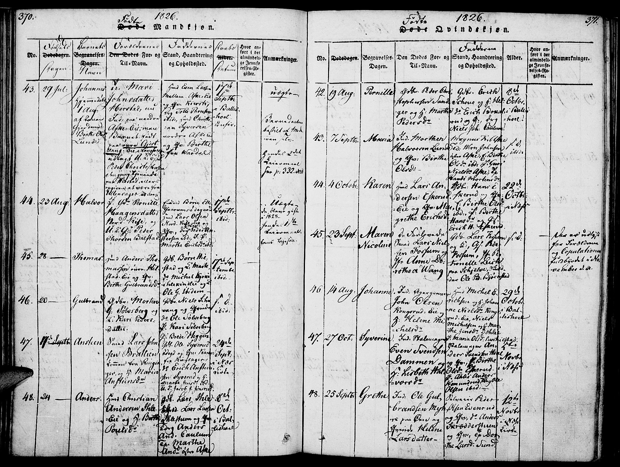 Nes prestekontor, Hedmark, AV/SAH-PREST-020/K/Ka/L0002: Parish register (official) no. 2, 1813-1827, p. 370-371