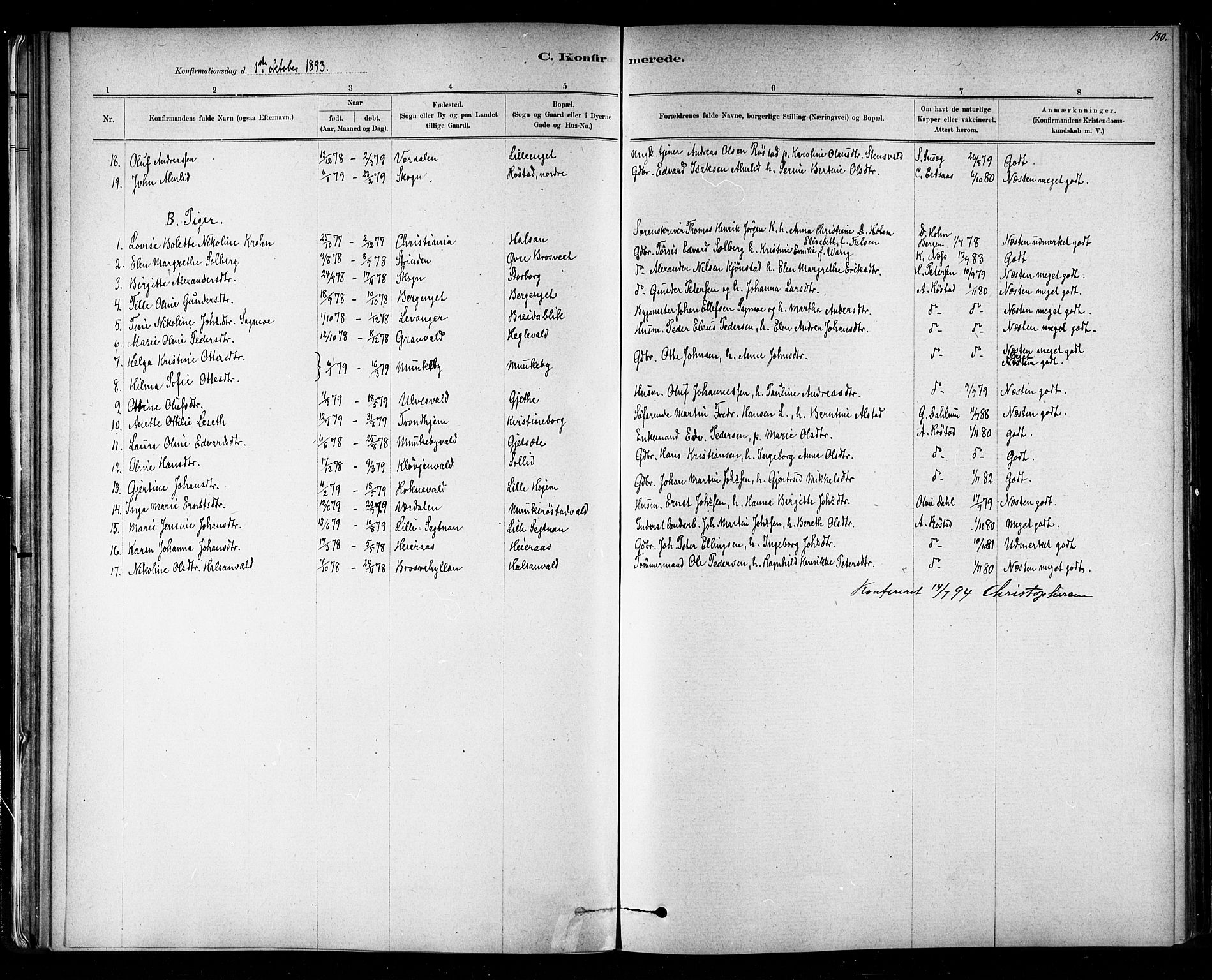 Ministerialprotokoller, klokkerbøker og fødselsregistre - Nord-Trøndelag, SAT/A-1458/721/L0208: Parish register (copy) no. 721C01, 1880-1917, p. 130