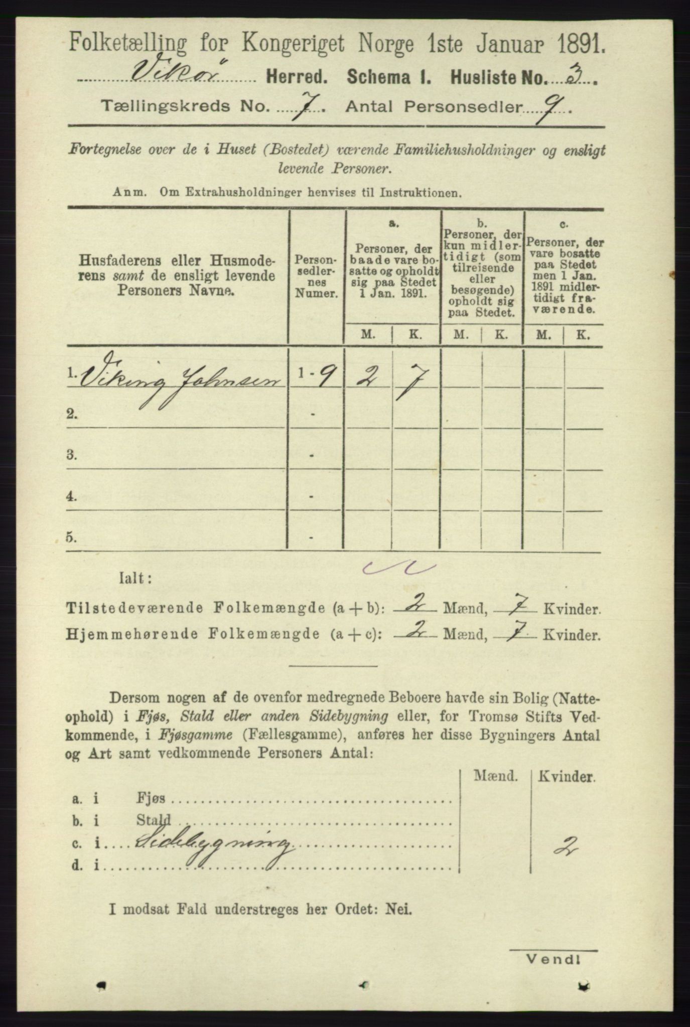 RA, 1891 census for 1238 Vikør, 1891, p. 2202