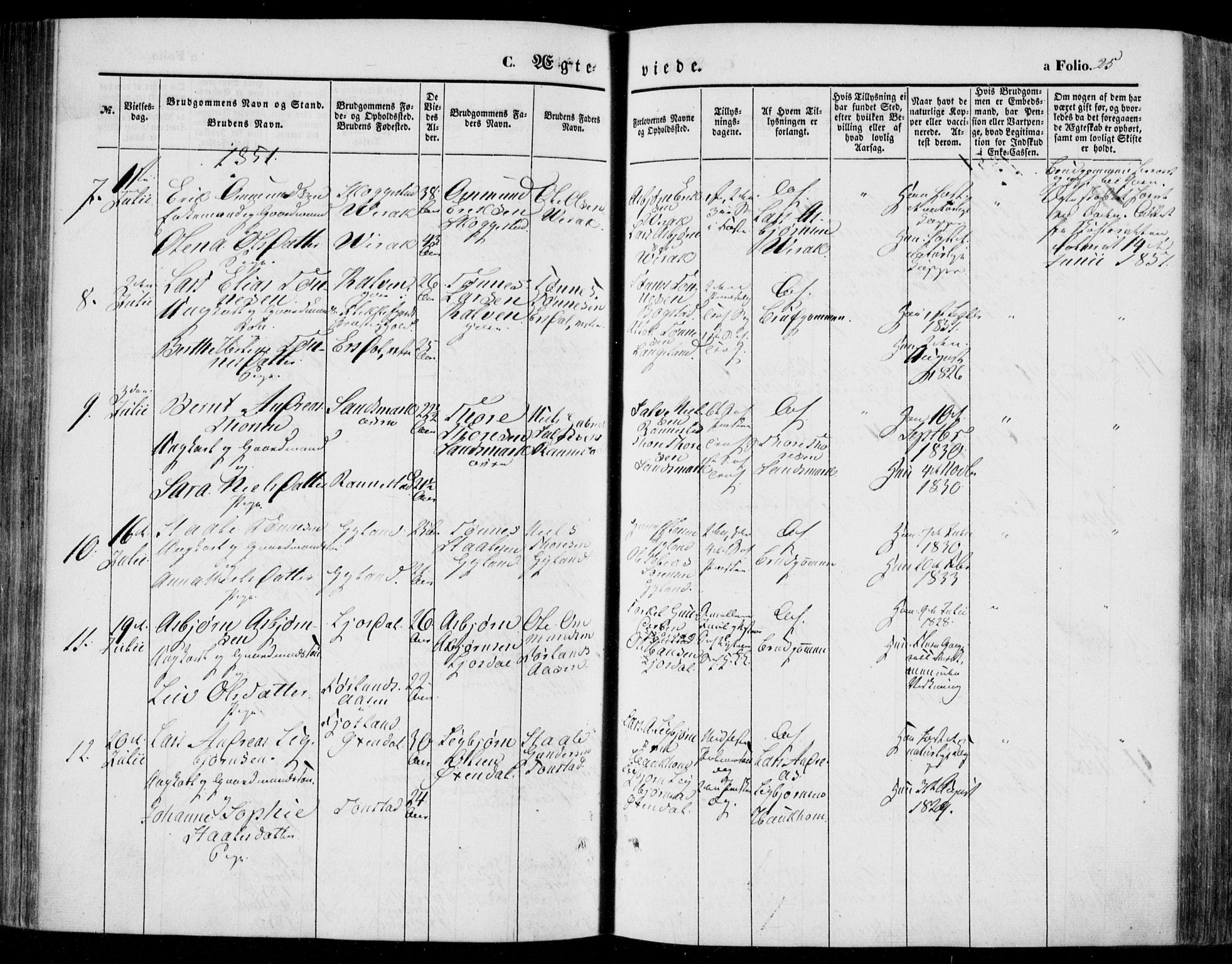 Bakke sokneprestkontor, AV/SAK-1111-0002/F/Fa/Faa/L0005: Parish register (official) no. A 5, 1847-1855, p. 25