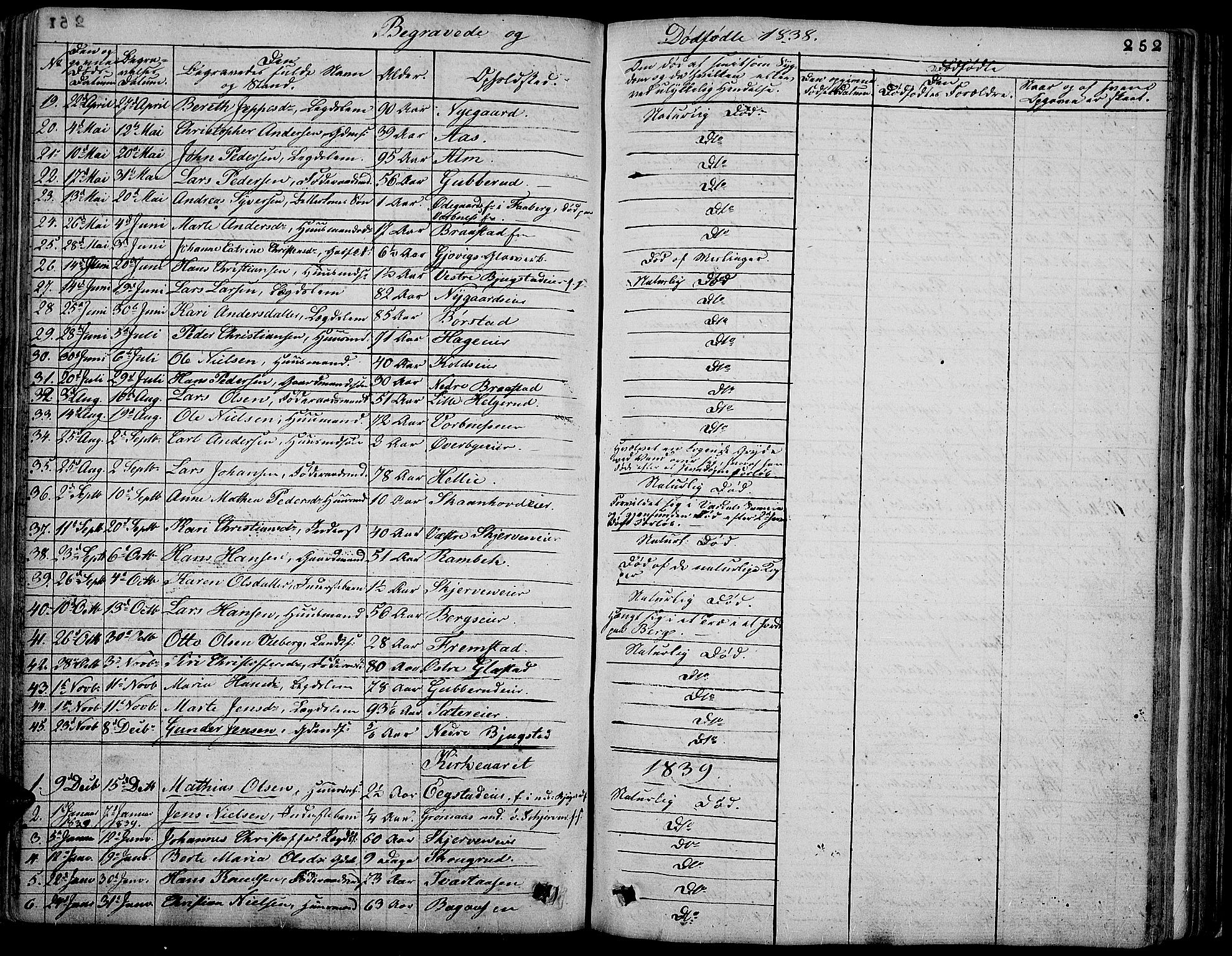 Vardal prestekontor, SAH/PREST-100/H/Ha/Hab/L0004: Parish register (copy) no. 4, 1831-1853, p. 252