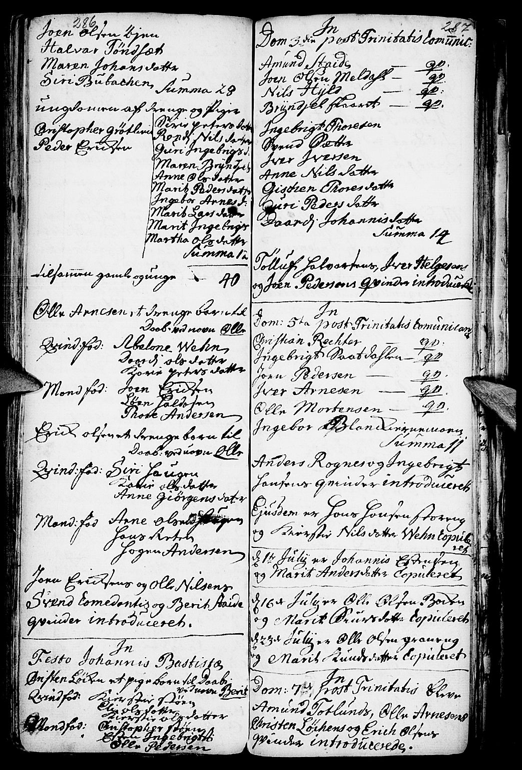 SAH, Kvikne prestekontor, SAH/PREST-064Parish register (official) no. 1, 1740-1756, p. 286-287