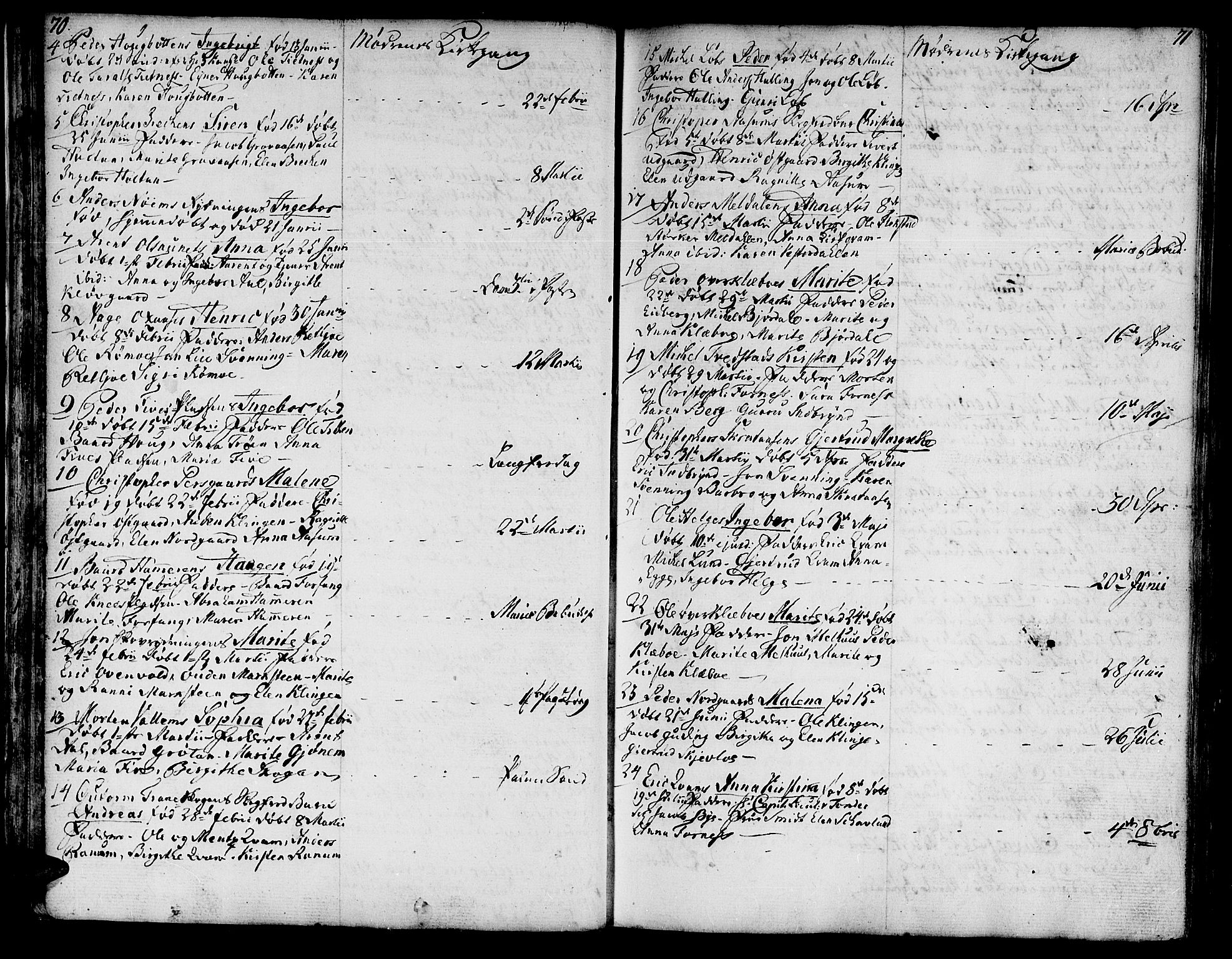 Ministerialprotokoller, klokkerbøker og fødselsregistre - Nord-Trøndelag, SAT/A-1458/746/L0440: Parish register (official) no. 746A02, 1760-1815, p. 70-71