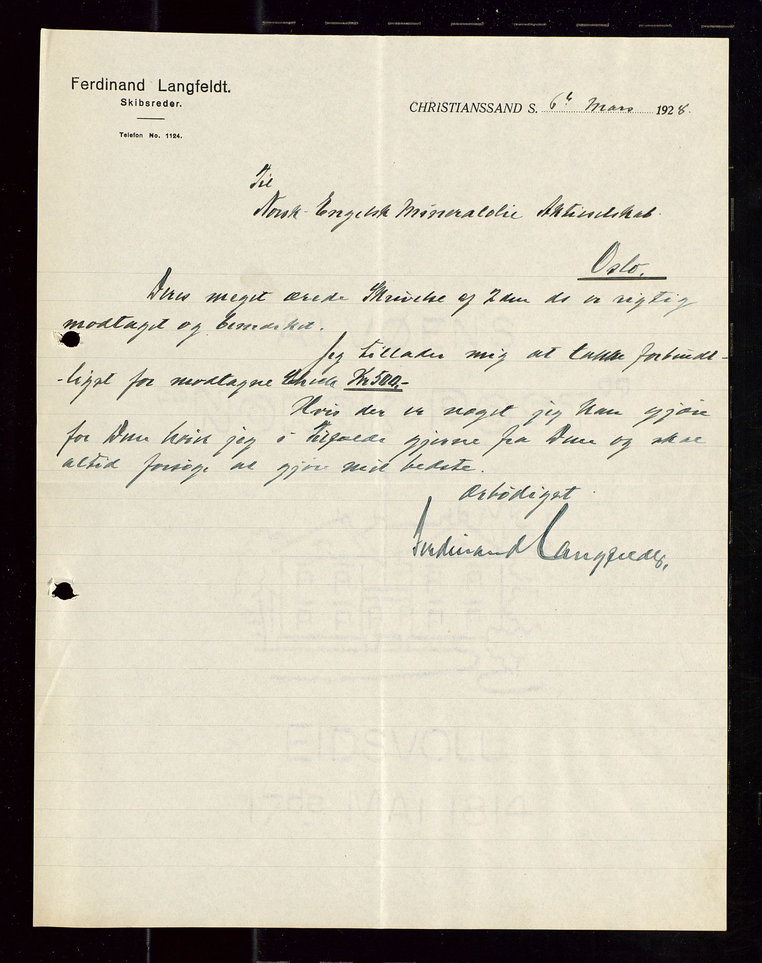 Pa 1521 - A/S Norske Shell, SAST/A-101915/E/Ea/Eaa/L0023: Sjefskorrespondanse, 1928, p. 500