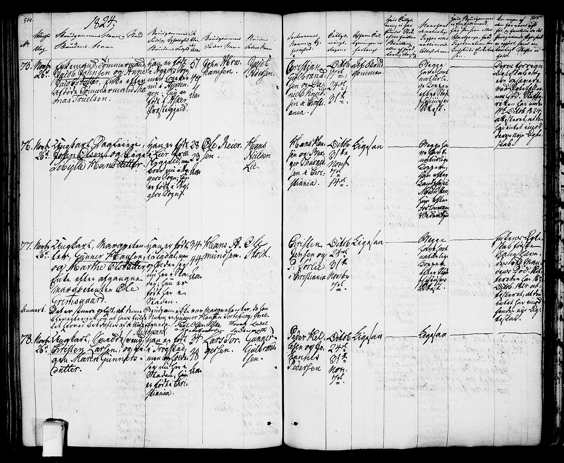 Oslo domkirke Kirkebøker, SAO/A-10752/F/Fa/L0010: Parish register (official) no. 10, 1824-1830, p. 804-805