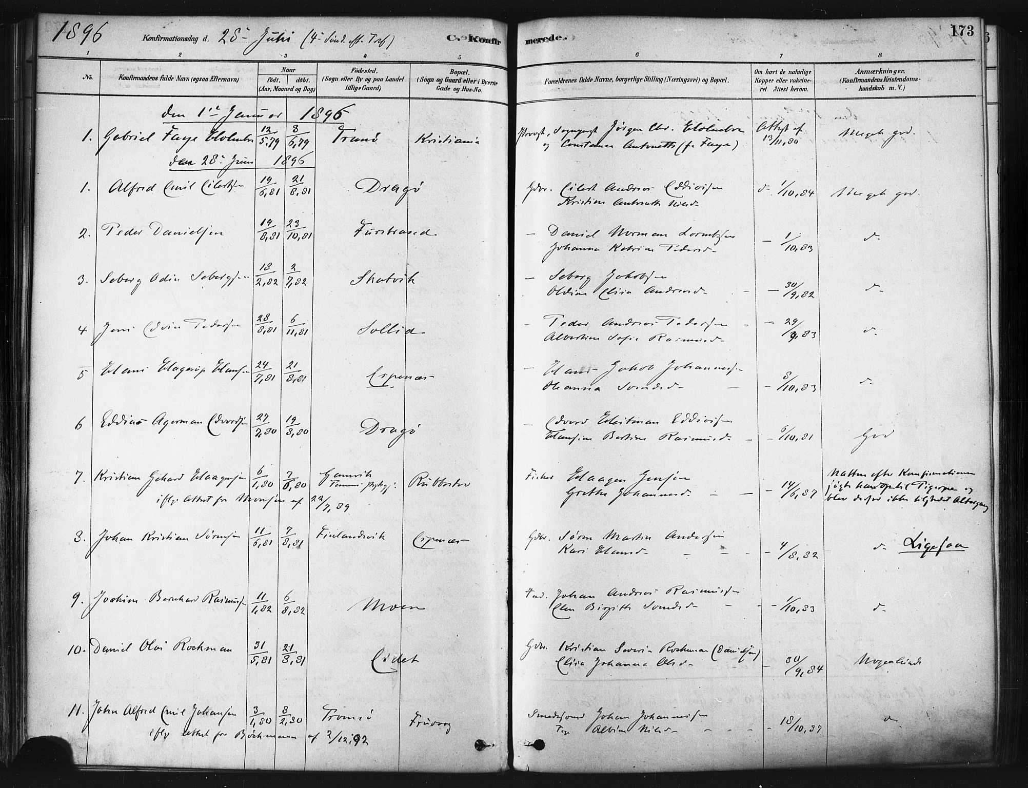 Tranøy sokneprestkontor, SATØ/S-1313/I/Ia/Iaa/L0009kirke: Parish register (official) no. 9, 1878-1904, p. 173