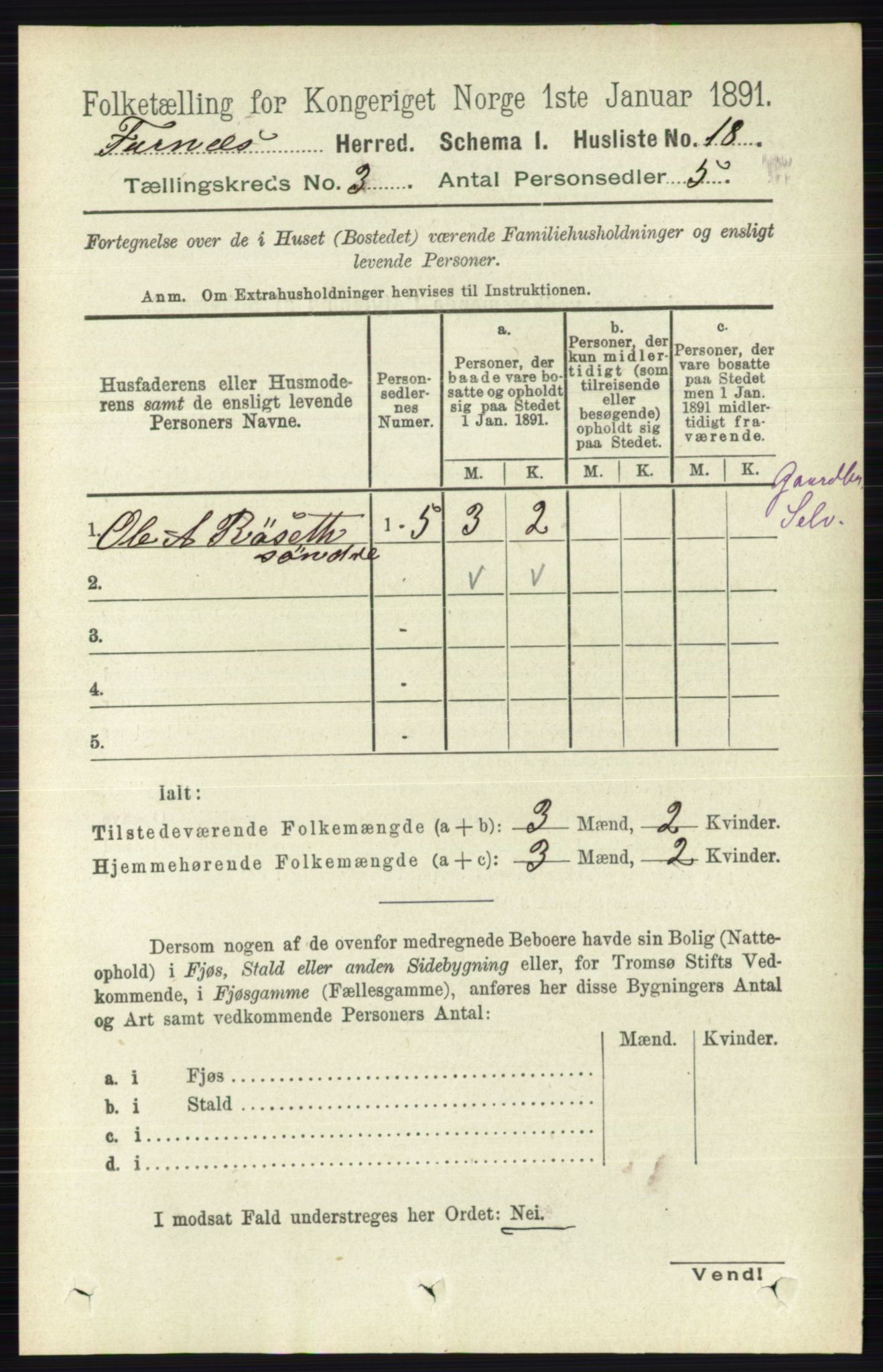 RA, Census 1891 for 0413 Furnes herred, 1891, p. 1502