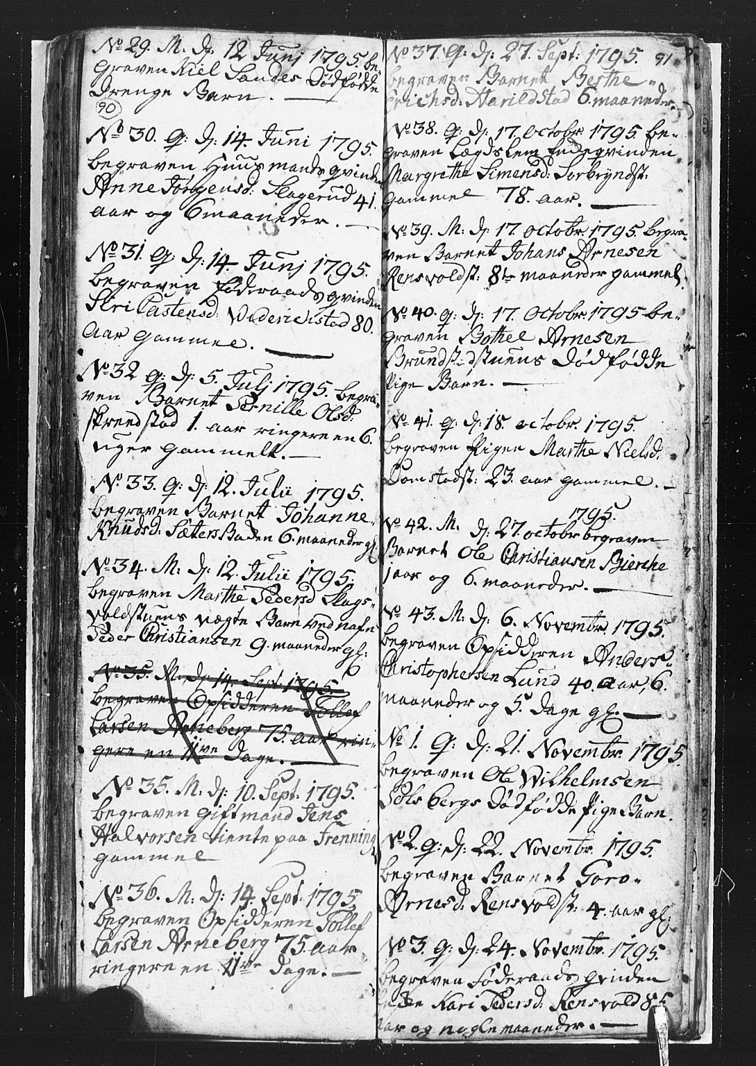 Romedal prestekontor, SAH/PREST-004/L/L0002: Parish register (copy) no. 2, 1795-1800, p. 90-91