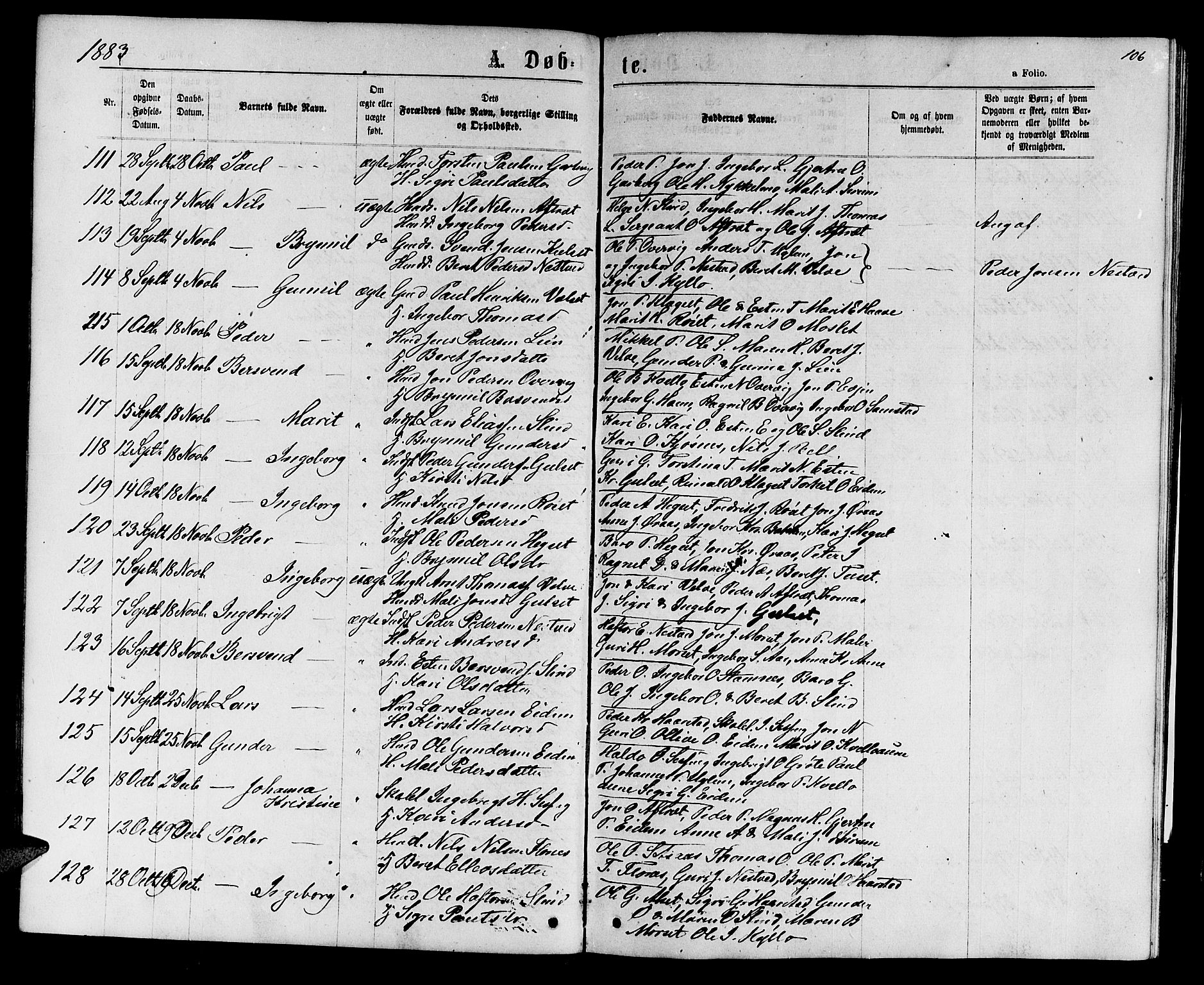 Ministerialprotokoller, klokkerbøker og fødselsregistre - Sør-Trøndelag, SAT/A-1456/695/L1156: Parish register (copy) no. 695C07, 1869-1888, p. 106