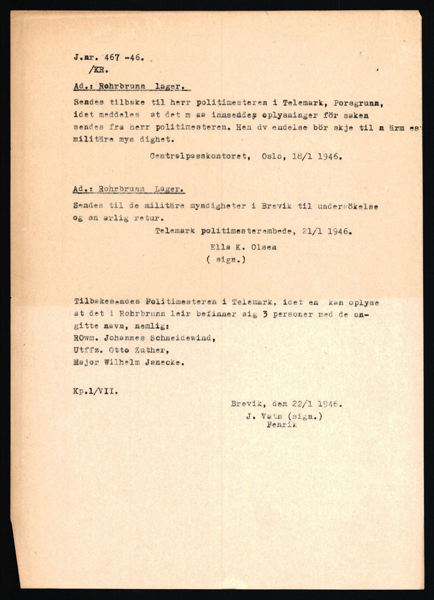 Forsvaret, Forsvarets overkommando II, AV/RA-RAFA-3915/D/Db/L0030: CI Questionaires. Tyske okkupasjonsstyrker i Norge. Tyskere., 1945-1946, p. 82