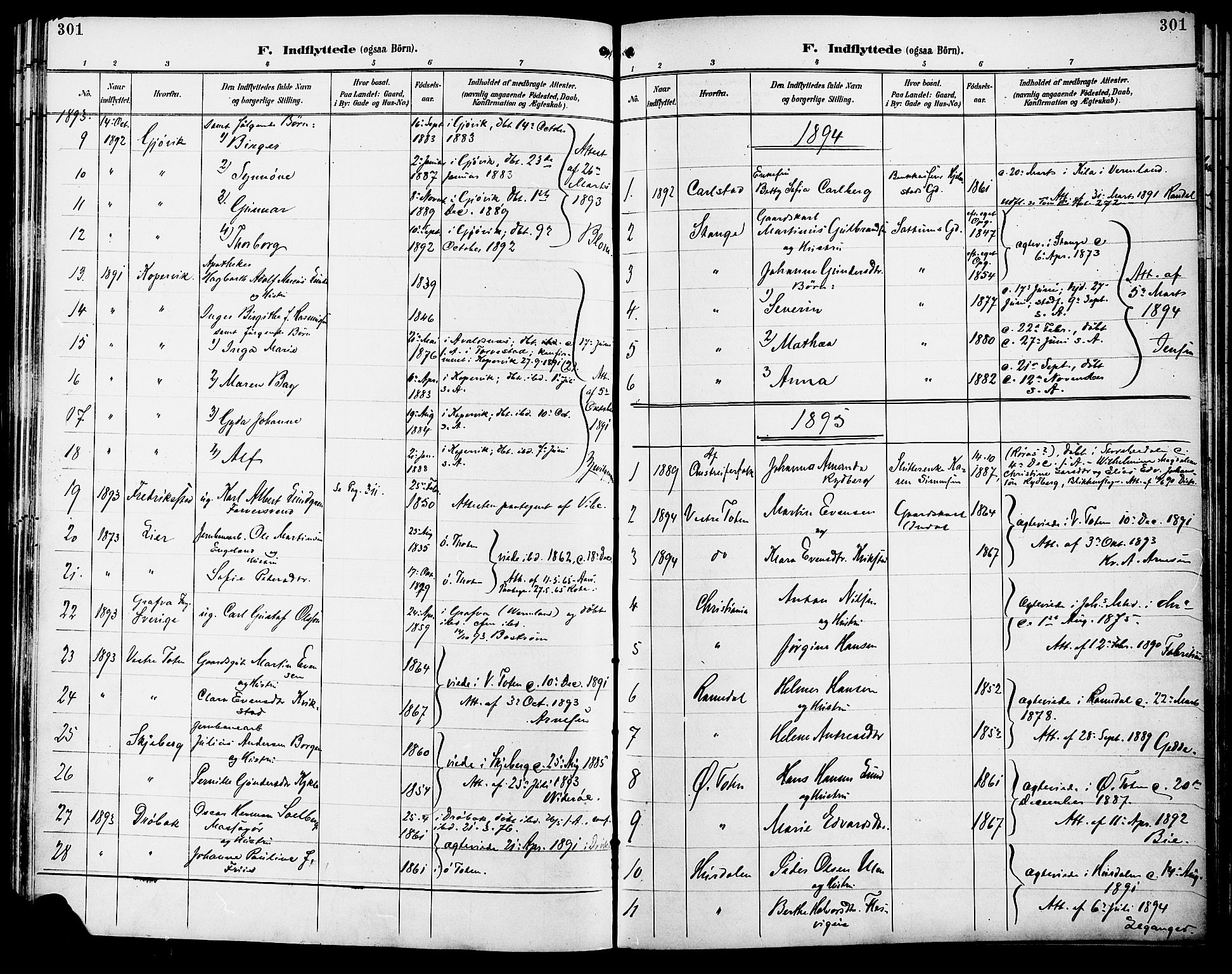 Vang prestekontor, Hedmark, SAH/PREST-008/H/Ha/Haa/L0017: Parish register (official) no. 17, 1890-1899, p. 301