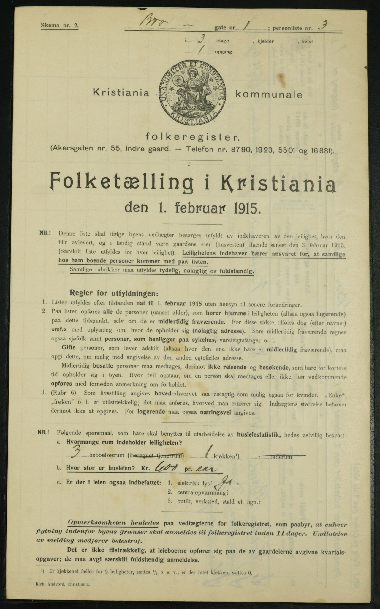 OBA, Municipal Census 1915 for Kristiania, 1915, p. 9614