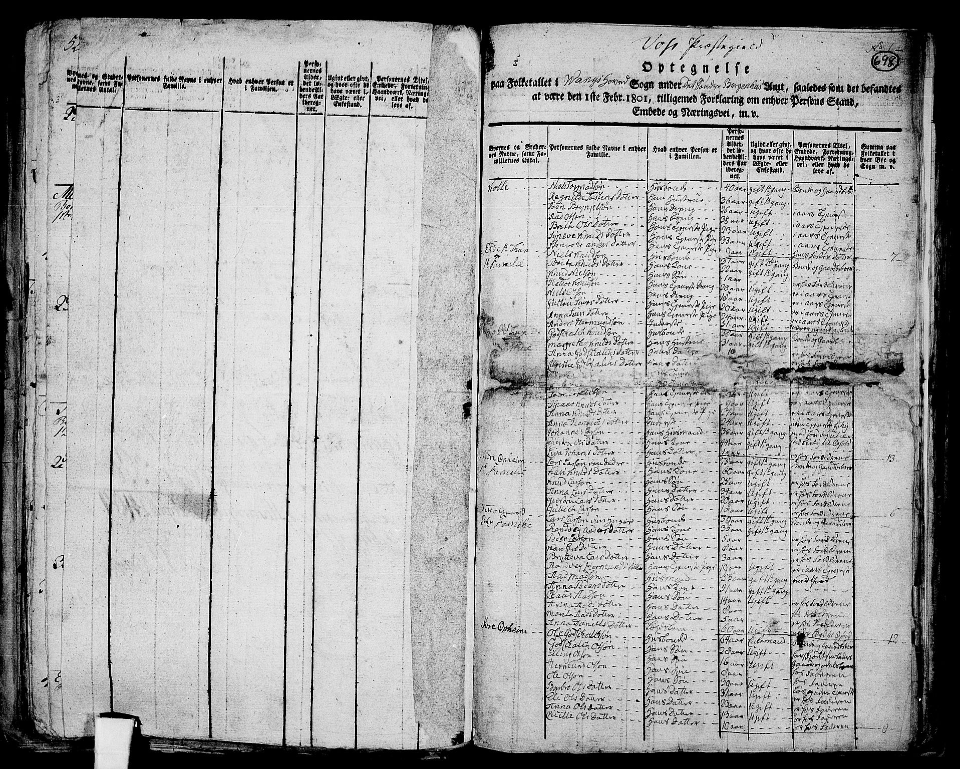 RA, 1801 census for 1235P Voss, 1801, p. 697b-698a