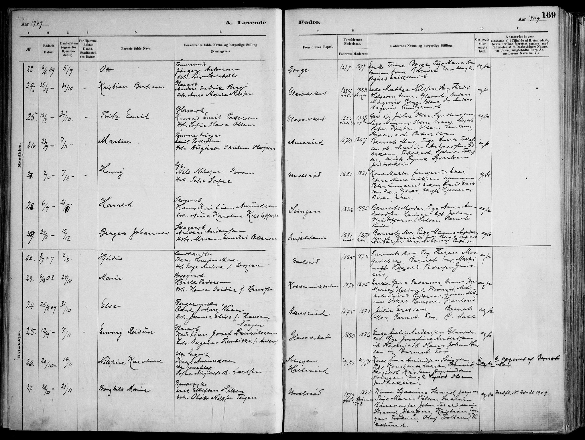 Skoger kirkebøker, SAKO/A-59/F/Fa/L0006: Parish register (official) no. I 6, 1885-1910, p. 169