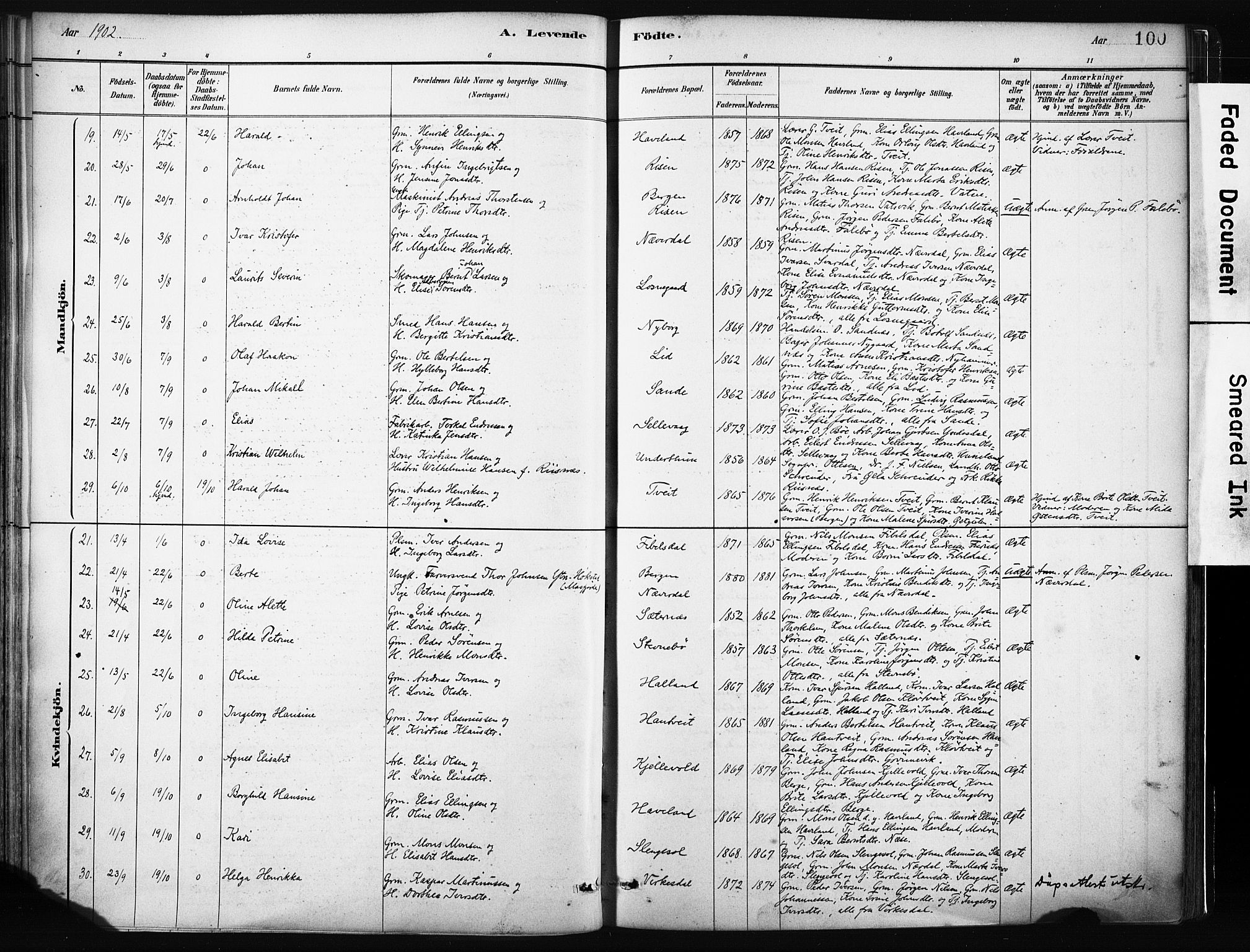 Gulen sokneprestembete, AV/SAB-A-80201/H/Haa/Haab/L0001: Parish register (official) no. B 1, 1881-1905, p. 100