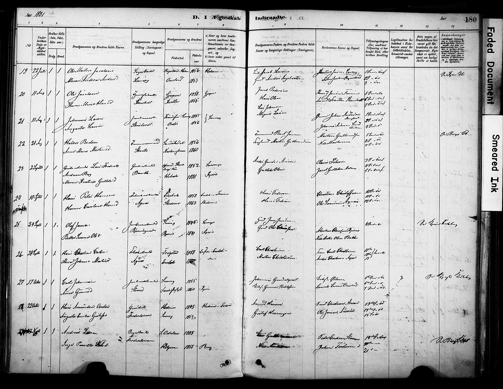 Brunlanes kirkebøker, SAKO/A-342/F/Fc/L0001: Parish register (official) no. III 1, 1878-1899, p. 180
