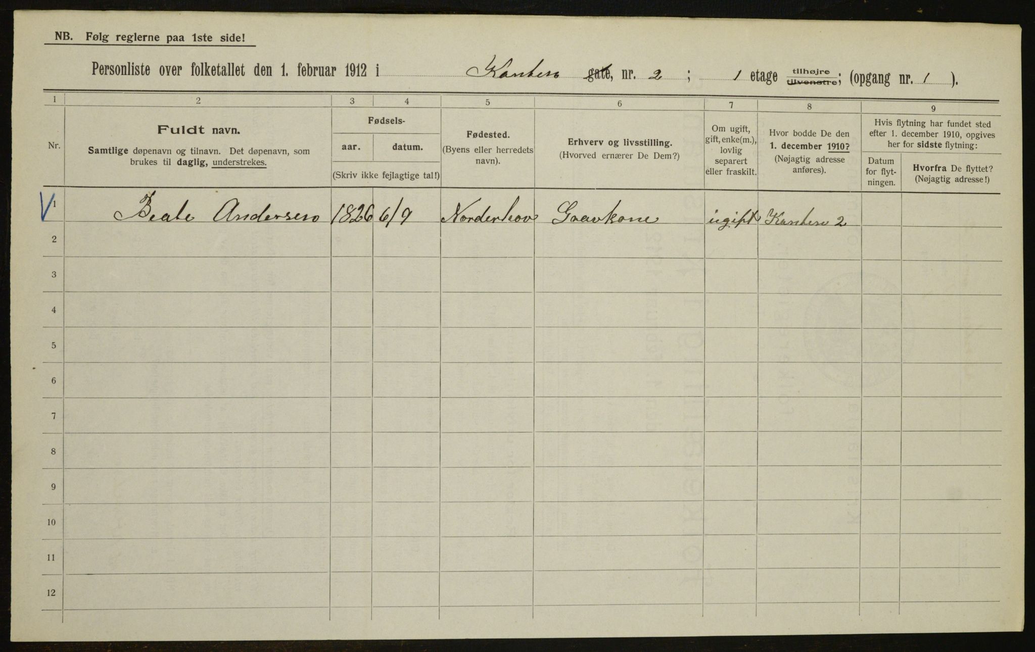 OBA, Municipal Census 1912 for Kristiania, 1912, p. 48462