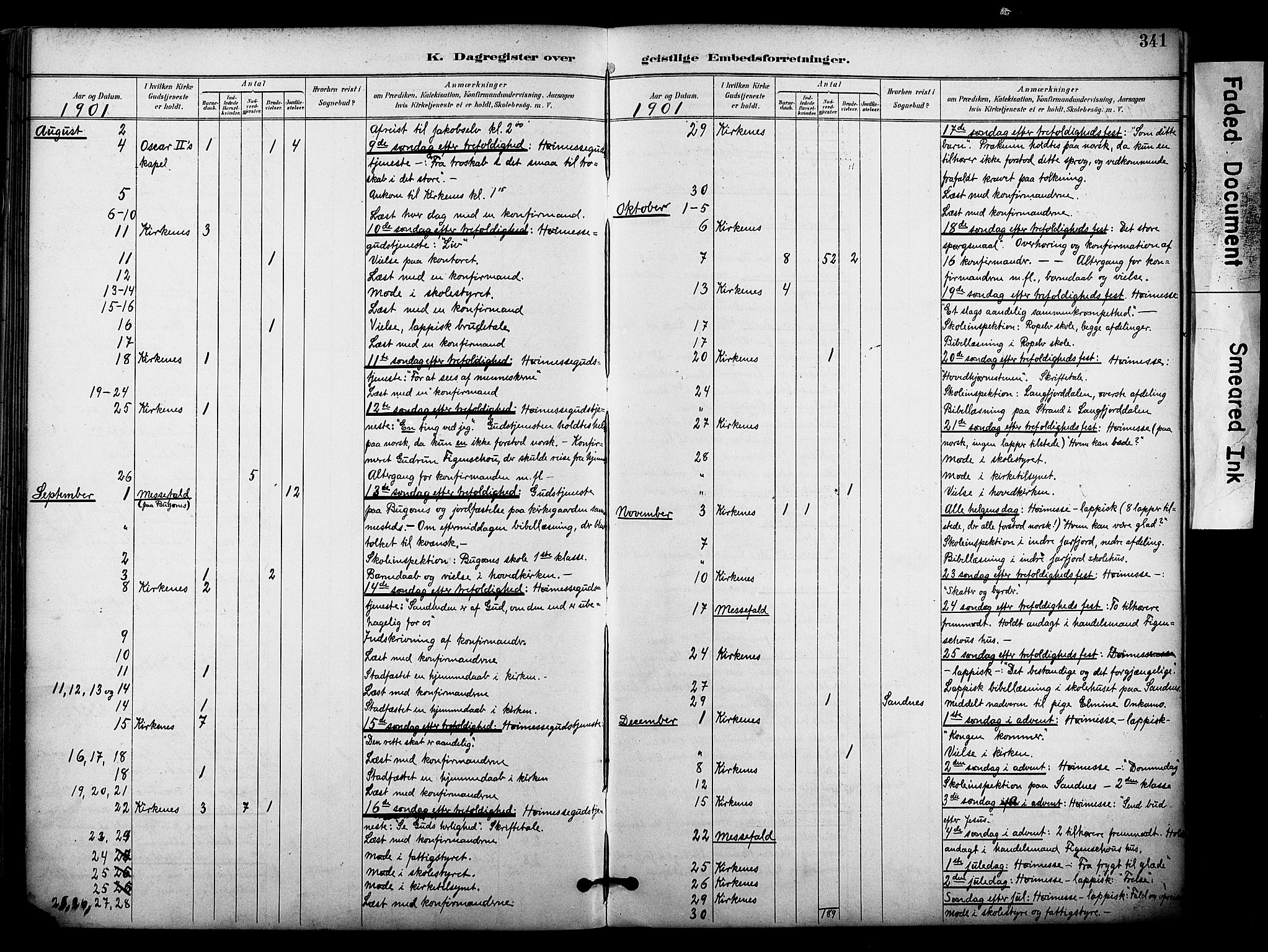 Sør-Varanger sokneprestkontor, AV/SATØ-S-1331/H/Ha/L0004kirke: Parish register (official) no. 4, 1891-1908, p. 341