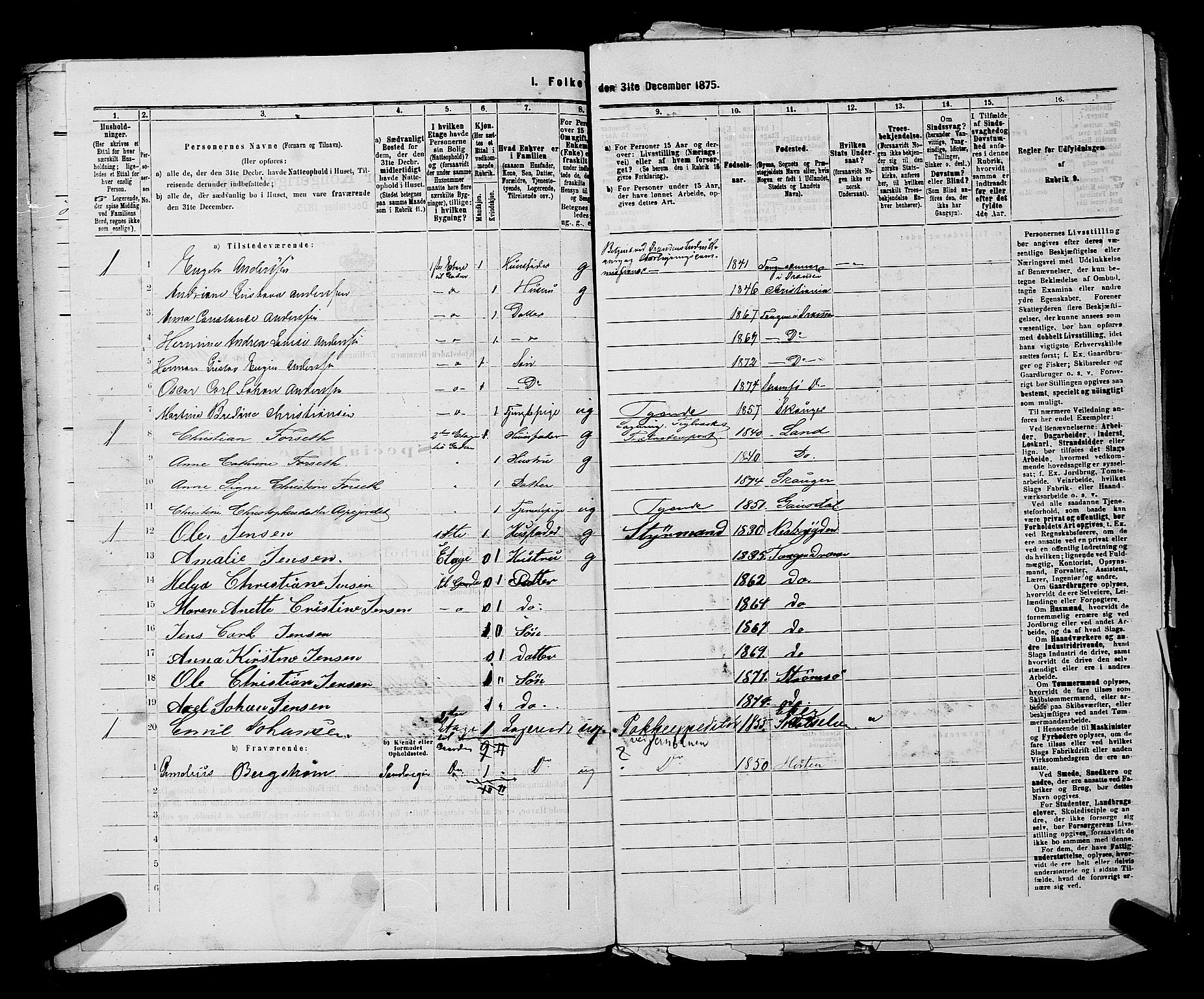 SAKO, 1875 census for 0602 Drammen, 1875, p. 2658