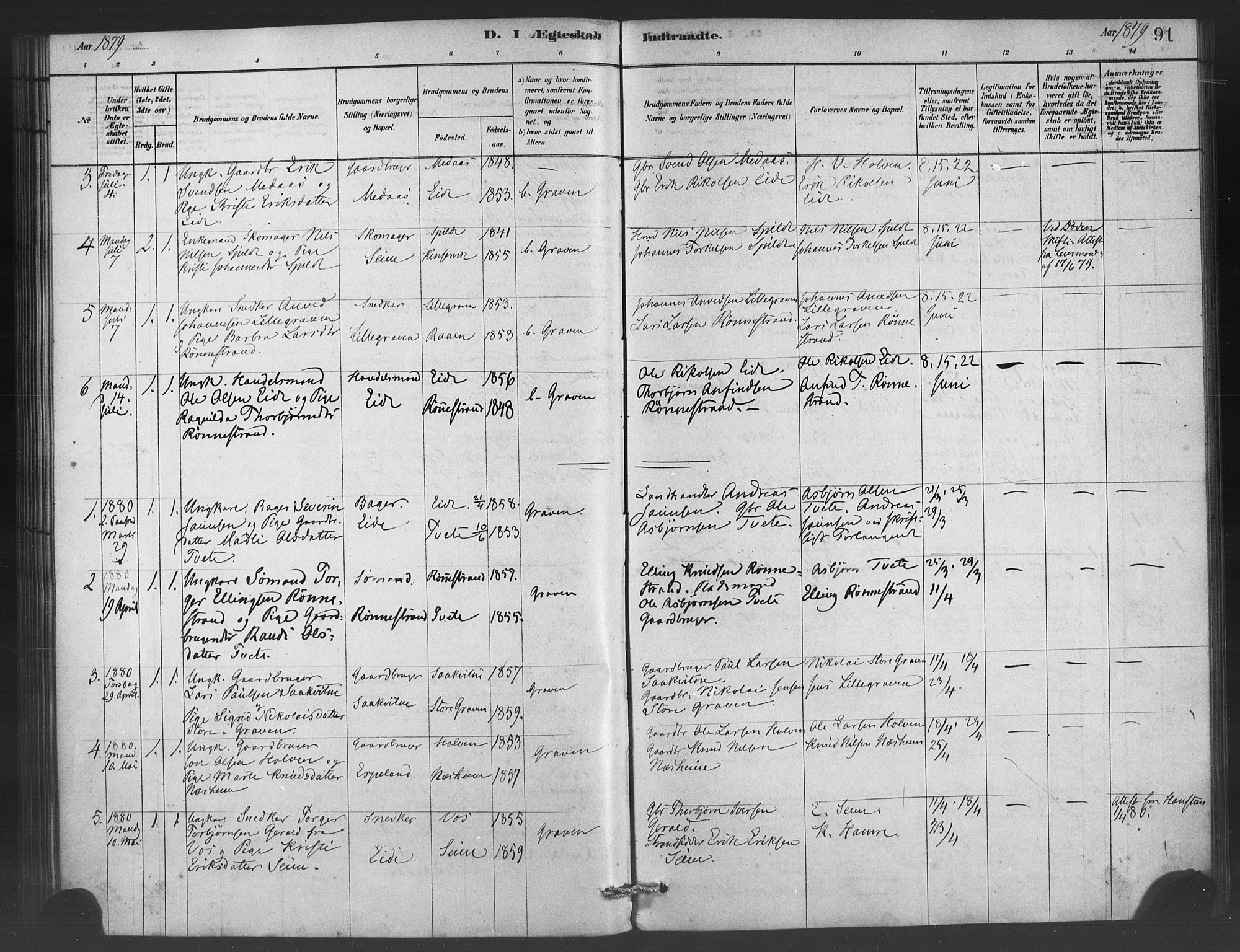 Ulvik sokneprestembete, SAB/A-78801/H/Haa: Parish register (official) no. C 1, 1878-1903, p. 91