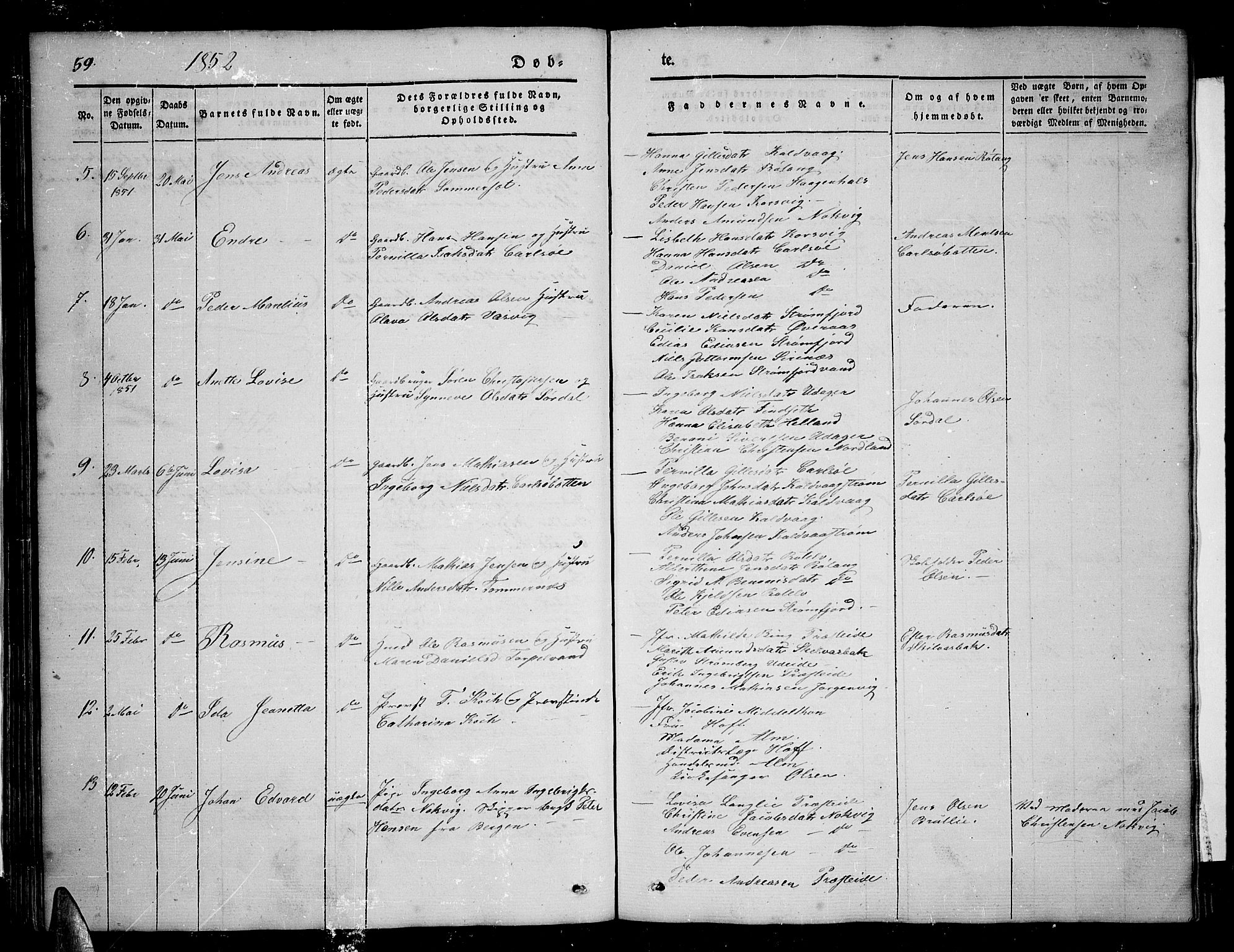 Ministerialprotokoller, klokkerbøker og fødselsregistre - Nordland, AV/SAT-A-1459/859/L0856: Parish register (copy) no. 859C02, 1843-1854, p. 59