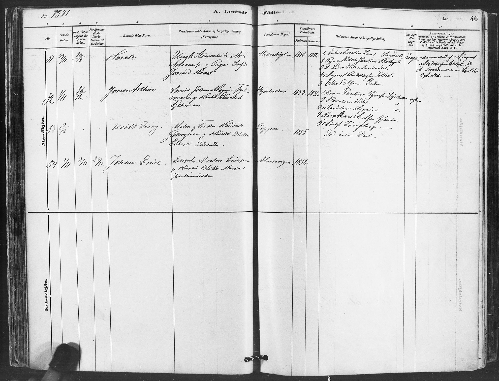 Hvaler prestekontor Kirkebøker, AV/SAO-A-2001/F/Fa/L0008: Parish register (official) no. I 8, 1878-1895, p. 46