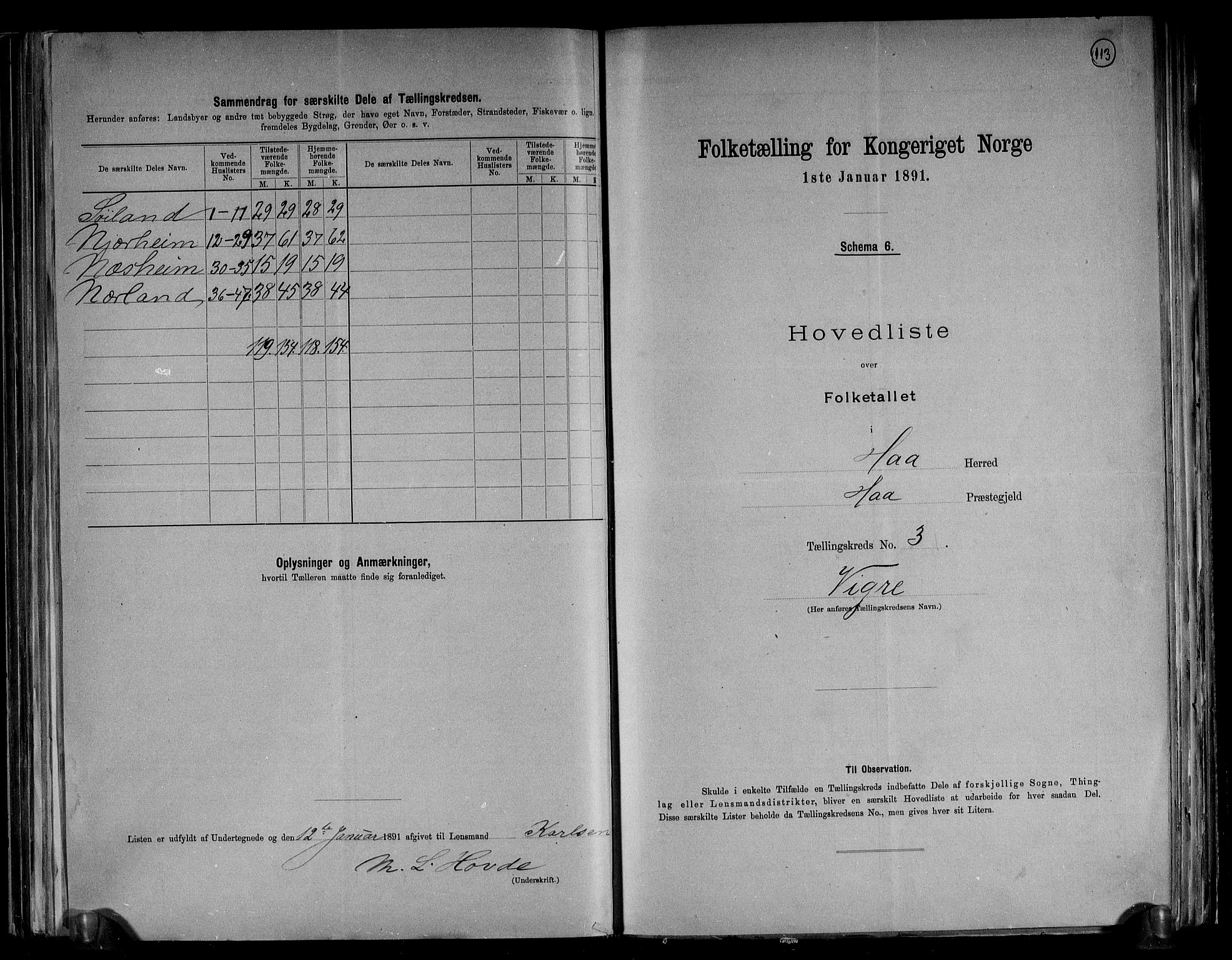 RA, 1891 census for 1119 Hå, 1891, p. 10