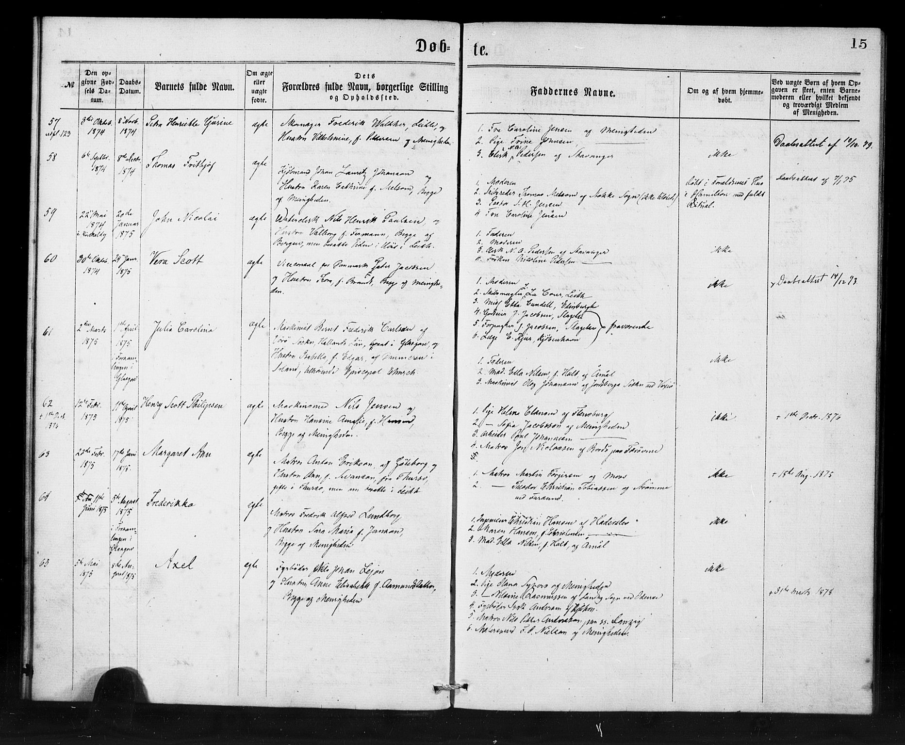 Den norske sjømannsmisjon i utlandet/Skotske havner (Leith, Glasgow), SAB/SAB/PA-0100/H/Ha/Haa/L0001: Parish register (official) no. A 1, 1865-1880, p. 15