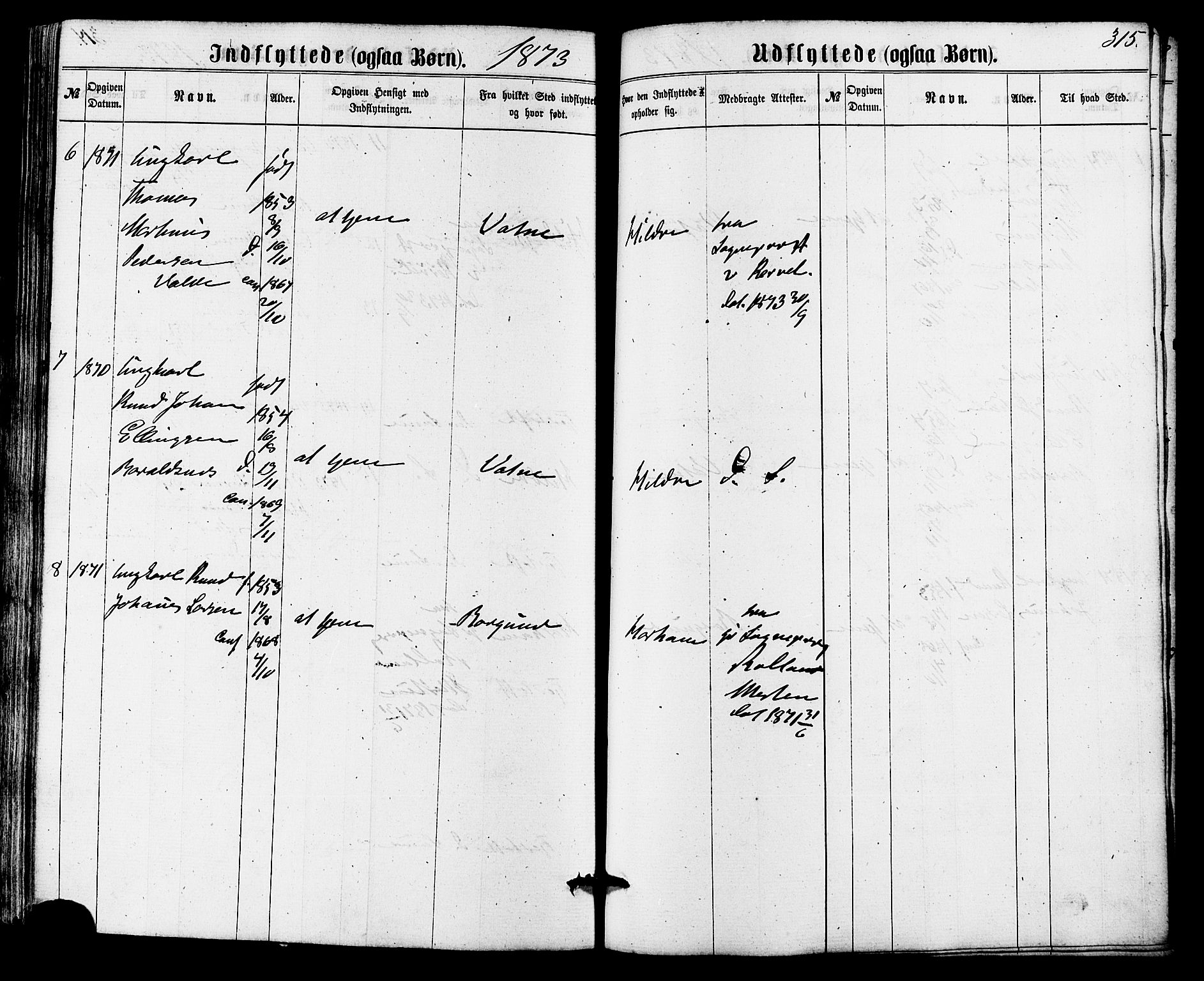 Ministerialprotokoller, klokkerbøker og fødselsregistre - Møre og Romsdal, AV/SAT-A-1454/536/L0498: Parish register (official) no. 536A07, 1862-1875, p. 315