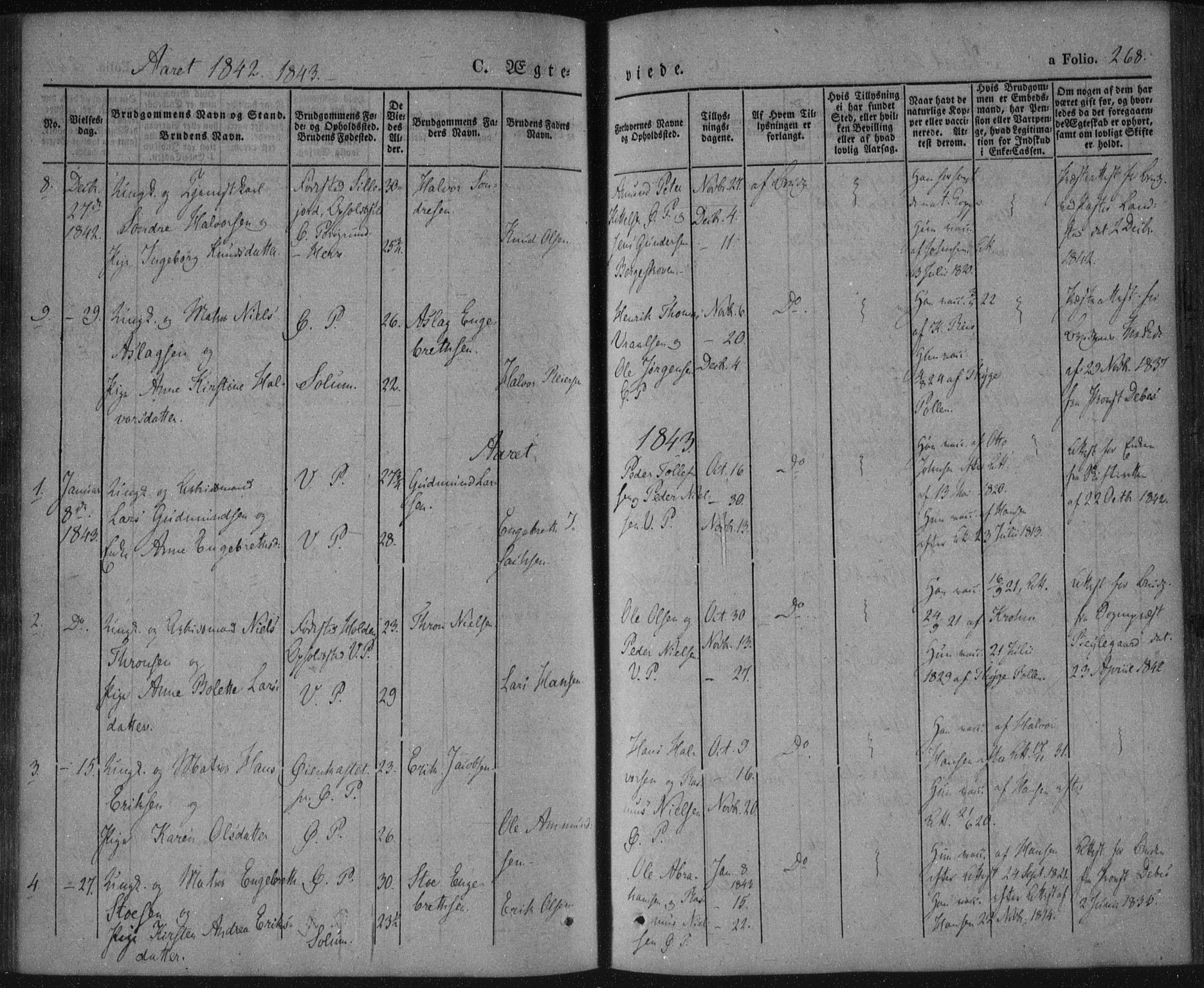 Porsgrunn kirkebøker , AV/SAKO-A-104/F/Fa/L0006: Parish register (official) no. 6, 1841-1857, p. 268