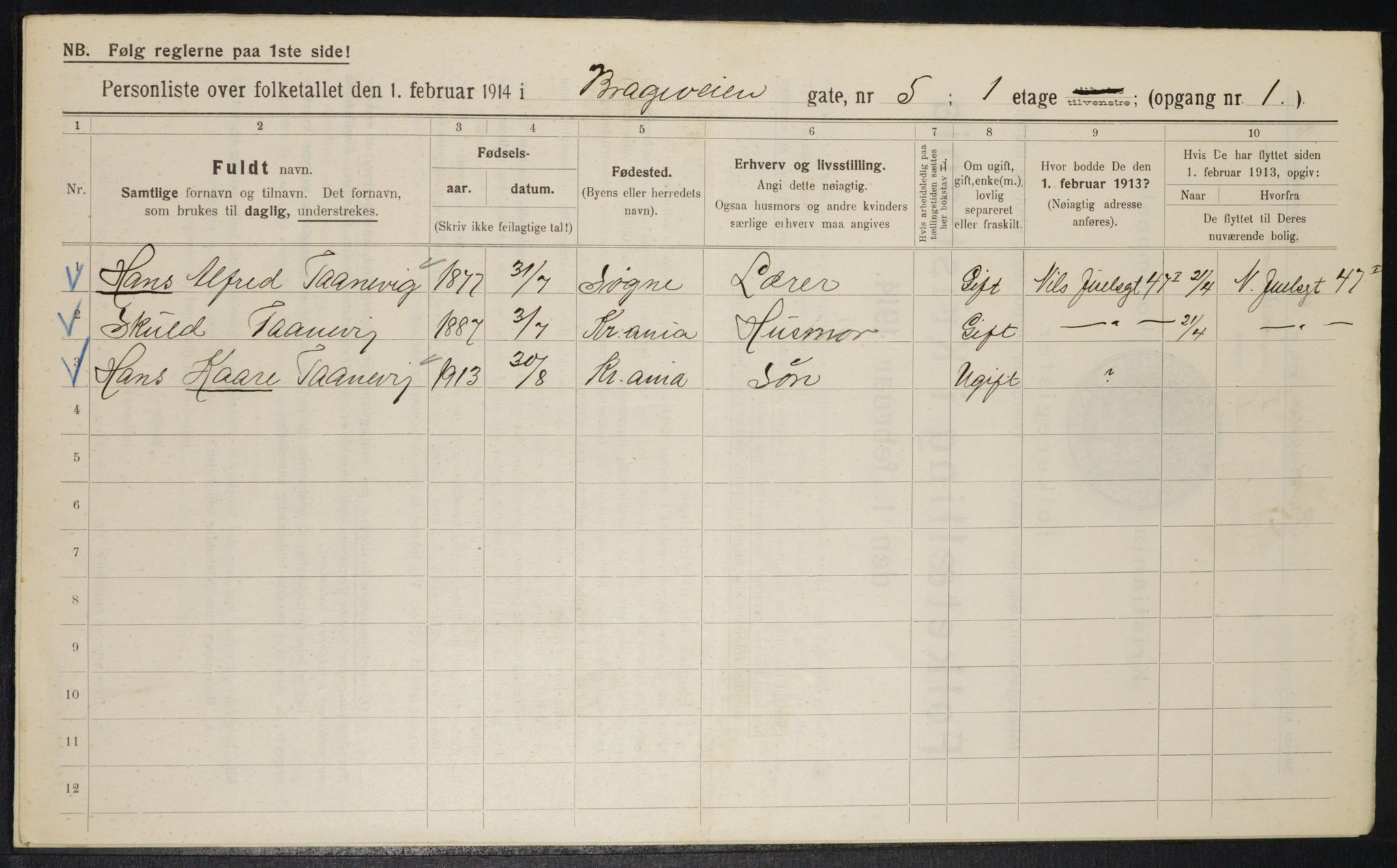 OBA, Municipal Census 1914 for Kristiania, 1914, p. 8108