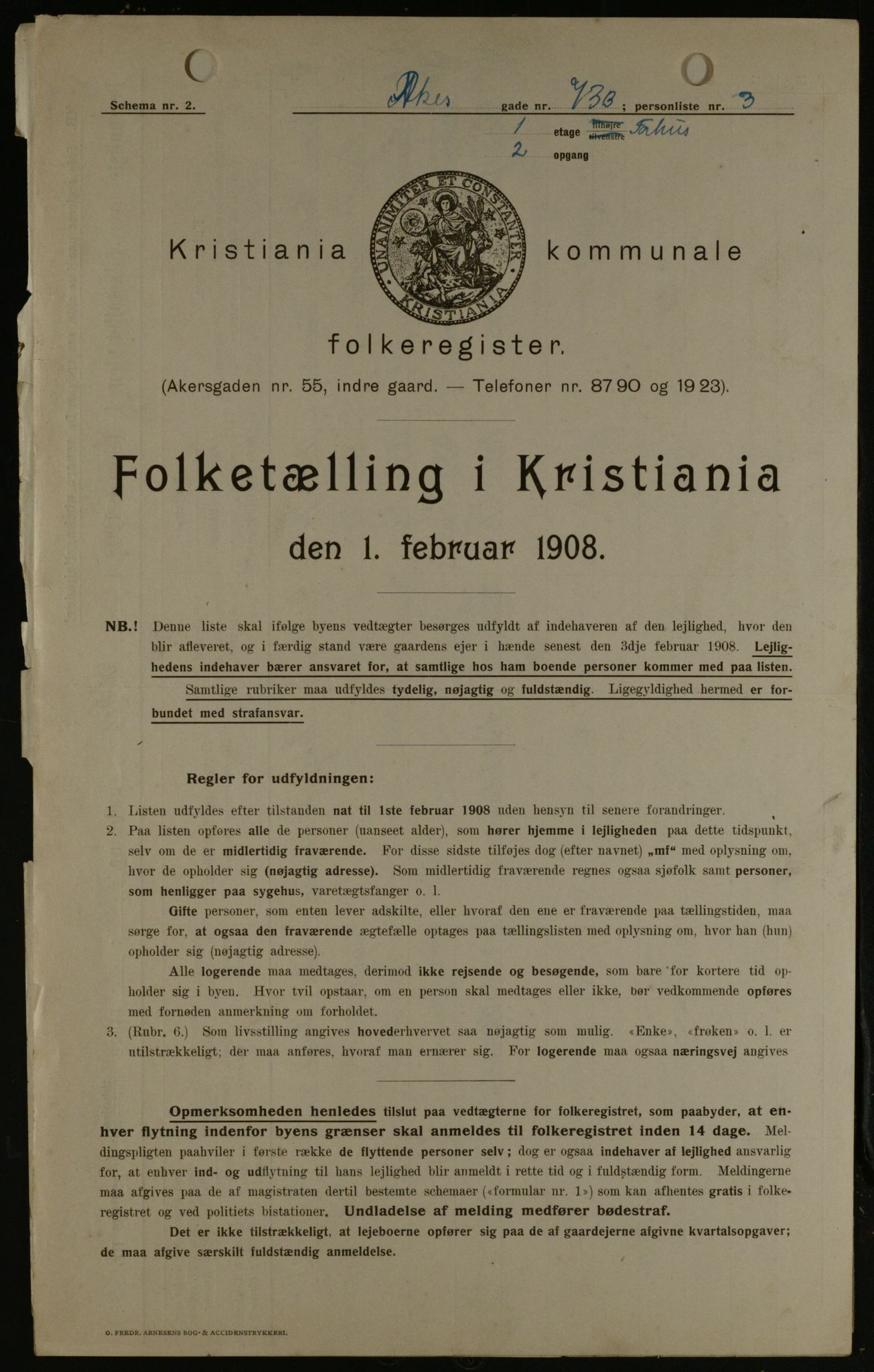 OBA, Municipal Census 1908 for Kristiania, 1908, p. 823