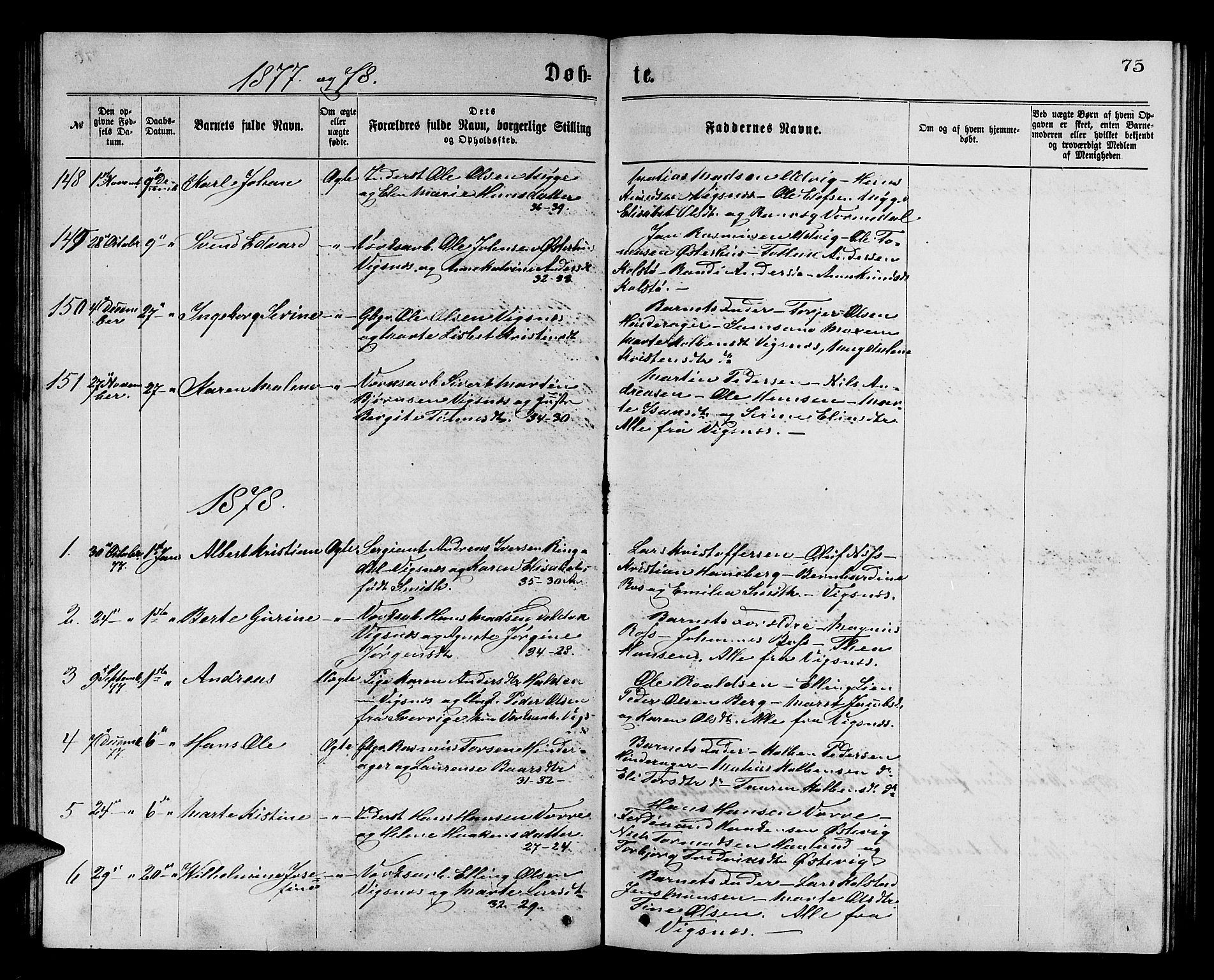 Avaldsnes sokneprestkontor, SAST/A -101851/H/Ha/Hab/L0005: Parish register (copy) no. B 5, 1871-1885, p. 75