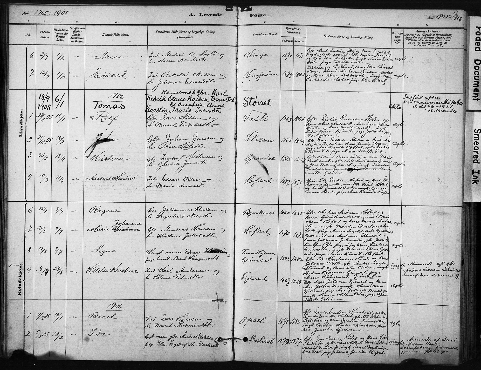 Ministerialprotokoller, klokkerbøker og fødselsregistre - Sør-Trøndelag, AV/SAT-A-1456/631/L0512: Parish register (official) no. 631A01, 1879-1912, p. 52