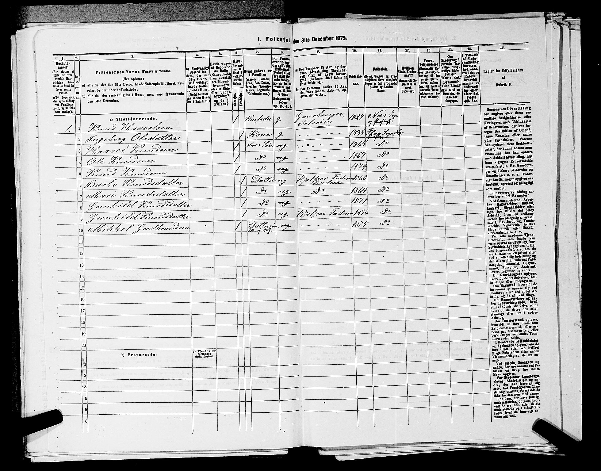 SAKO, 1875 census for 0616P Nes, 1875, p. 1162