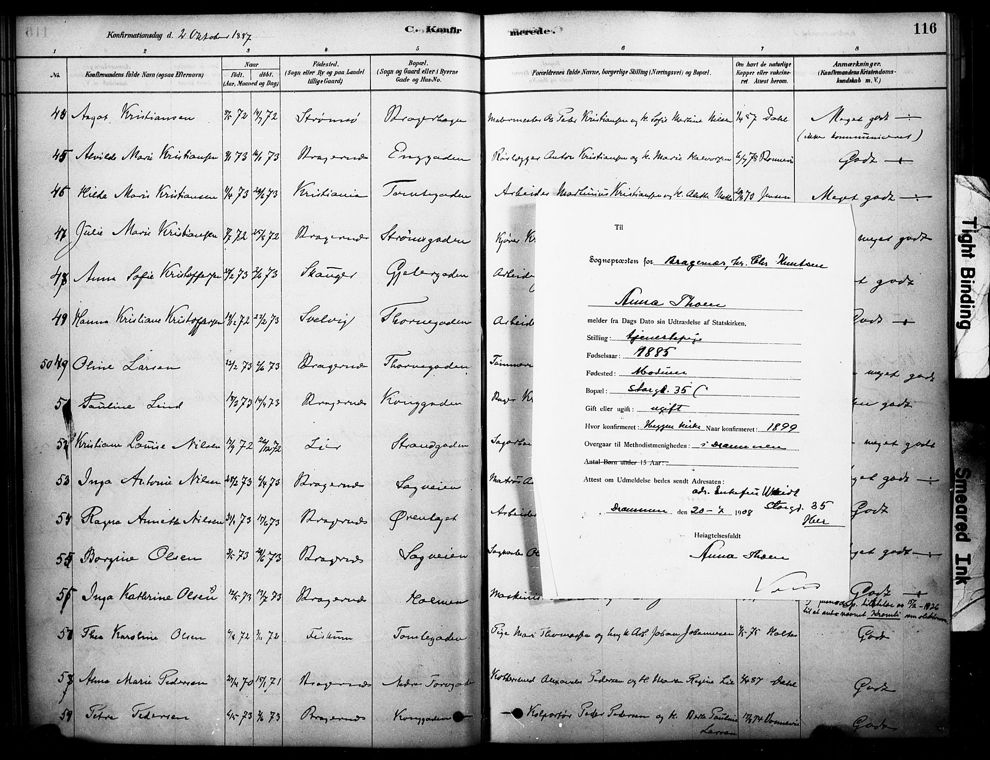 Bragernes kirkebøker, SAKO/A-6/F/Fc/L0005: Parish register (official) no. III 5, 1878-1890, p. 116