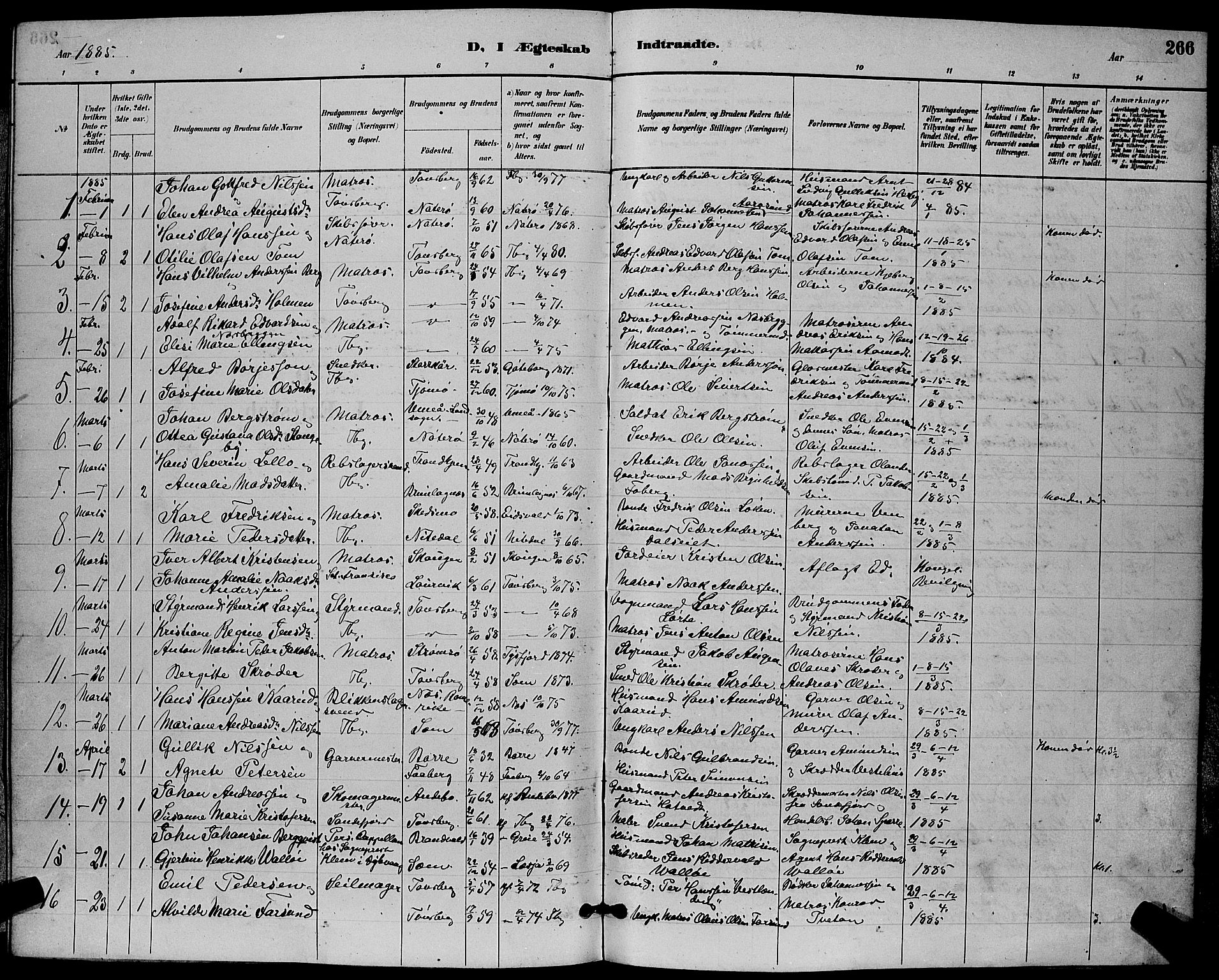 Tønsberg kirkebøker, AV/SAKO-A-330/G/Ga/L0006: Parish register (copy) no. 6, 1885-1895, p. 266