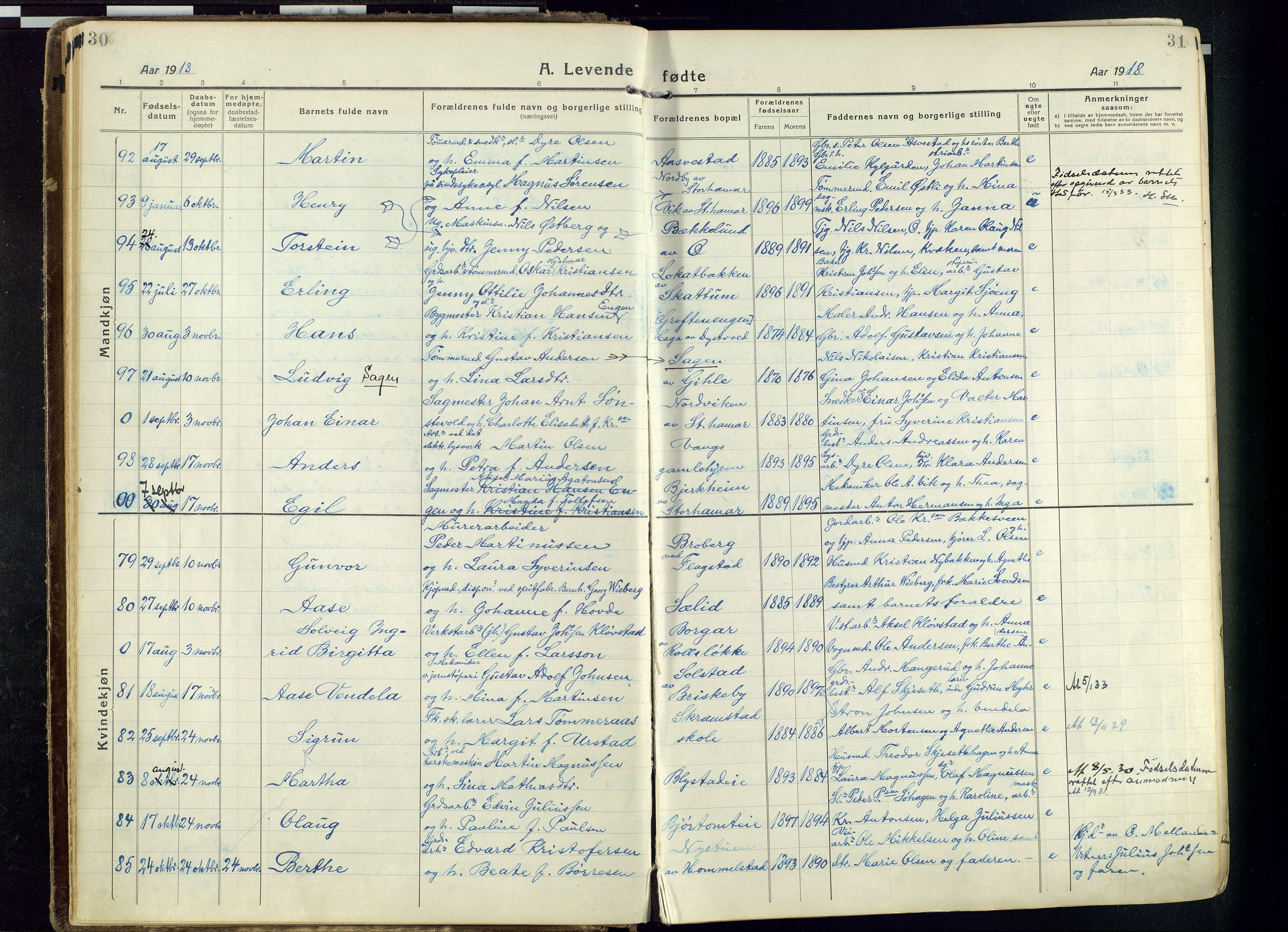 Vang prestekontor, Hedmark, AV/SAH-PREST-008/H/Ha/Haa/L0022: Parish register (official) no. 22, 1918-1944, p. 30-31