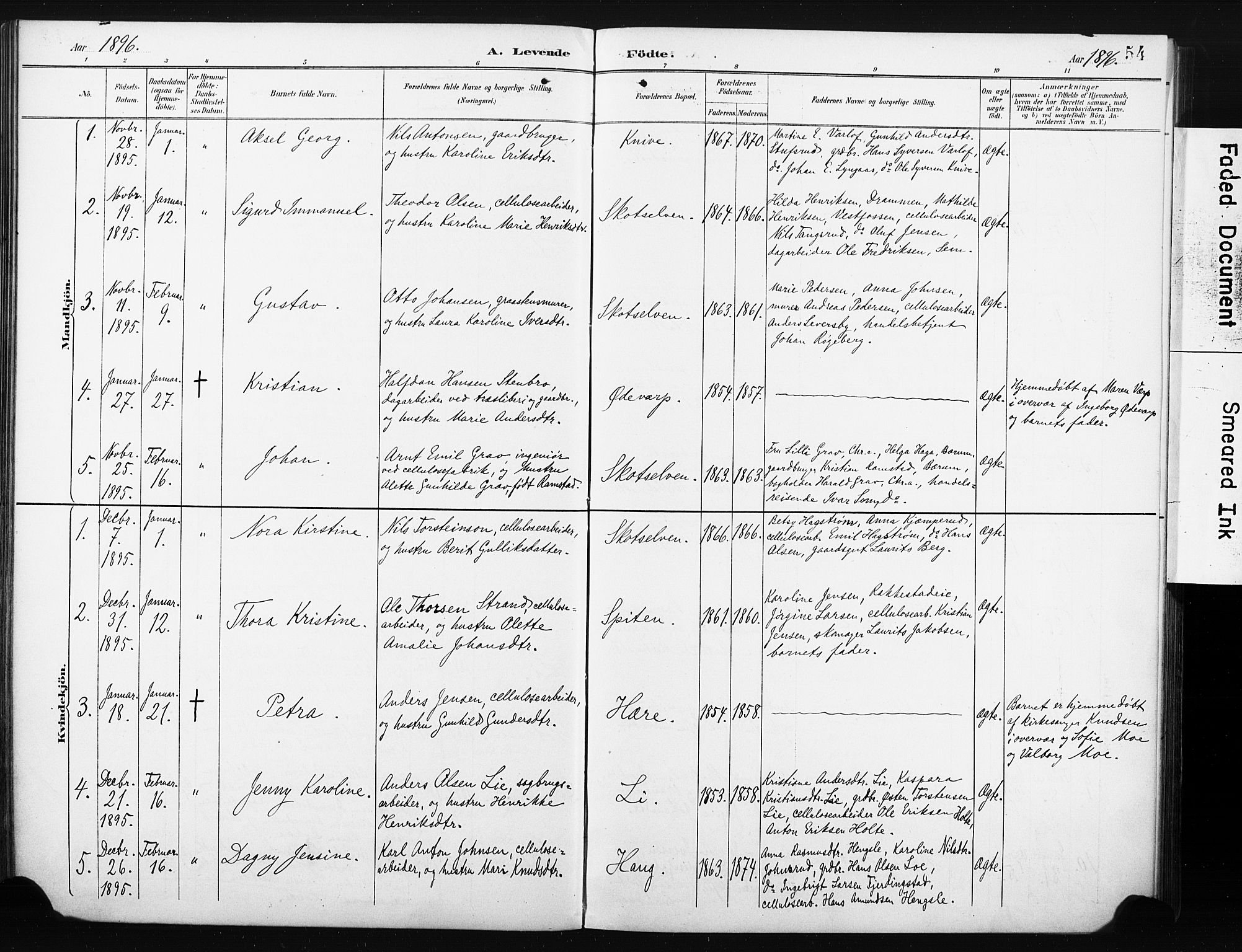 Eiker kirkebøker, SAKO/A-4/F/Fc/L0002: Parish register (official) no. III 2, 1889-1897, p. 54