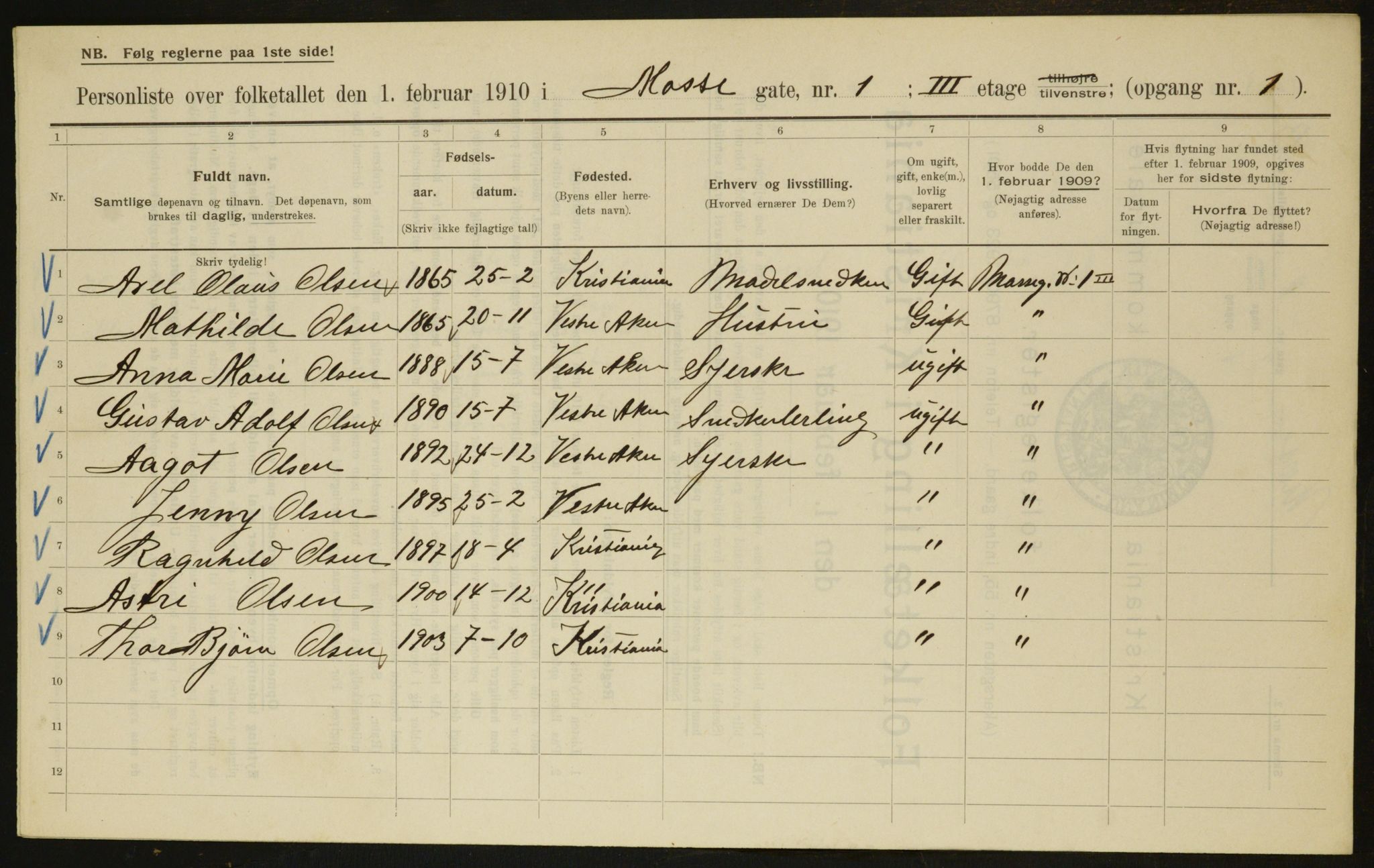 OBA, Municipal Census 1910 for Kristiania, 1910, p. 63555